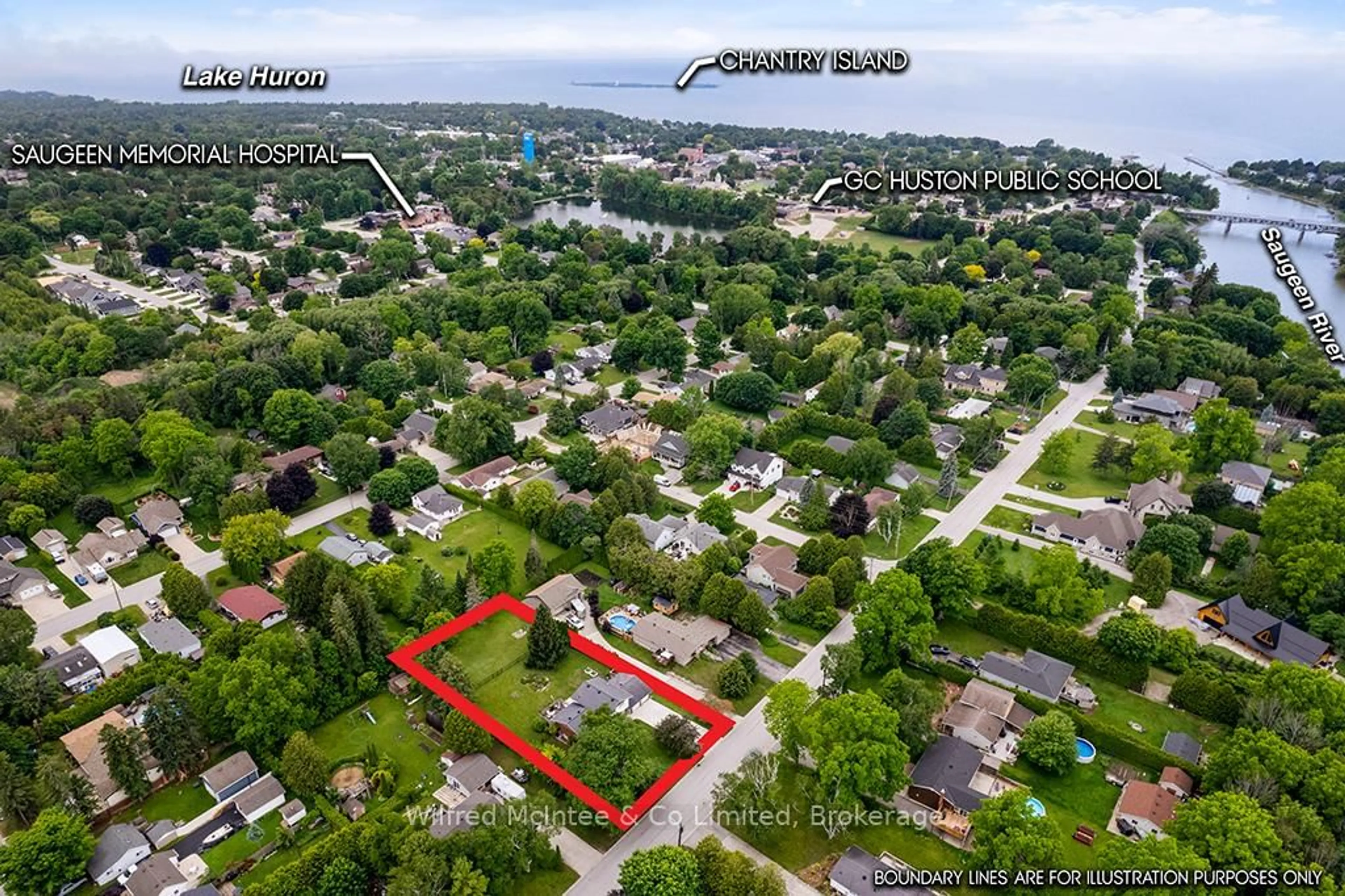 A pic from outside/outdoor area/front of a property/back of a property/a pic from drone, street for 431 Alice St, Saugeen Shores Ontario N0H 2L0