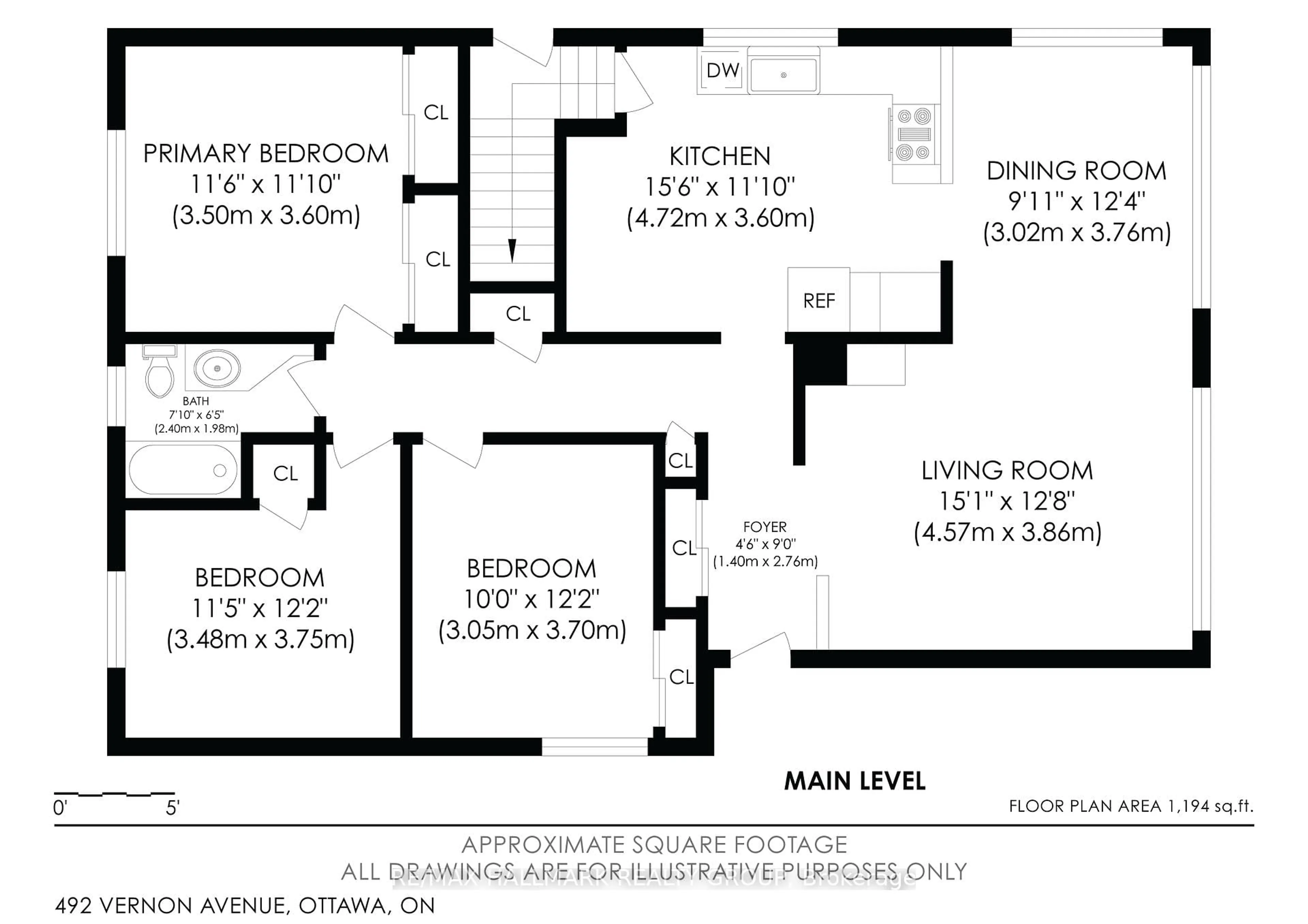 Floor plan for 492 Vernon Ave, Ottawa Ontario K1K 1A6