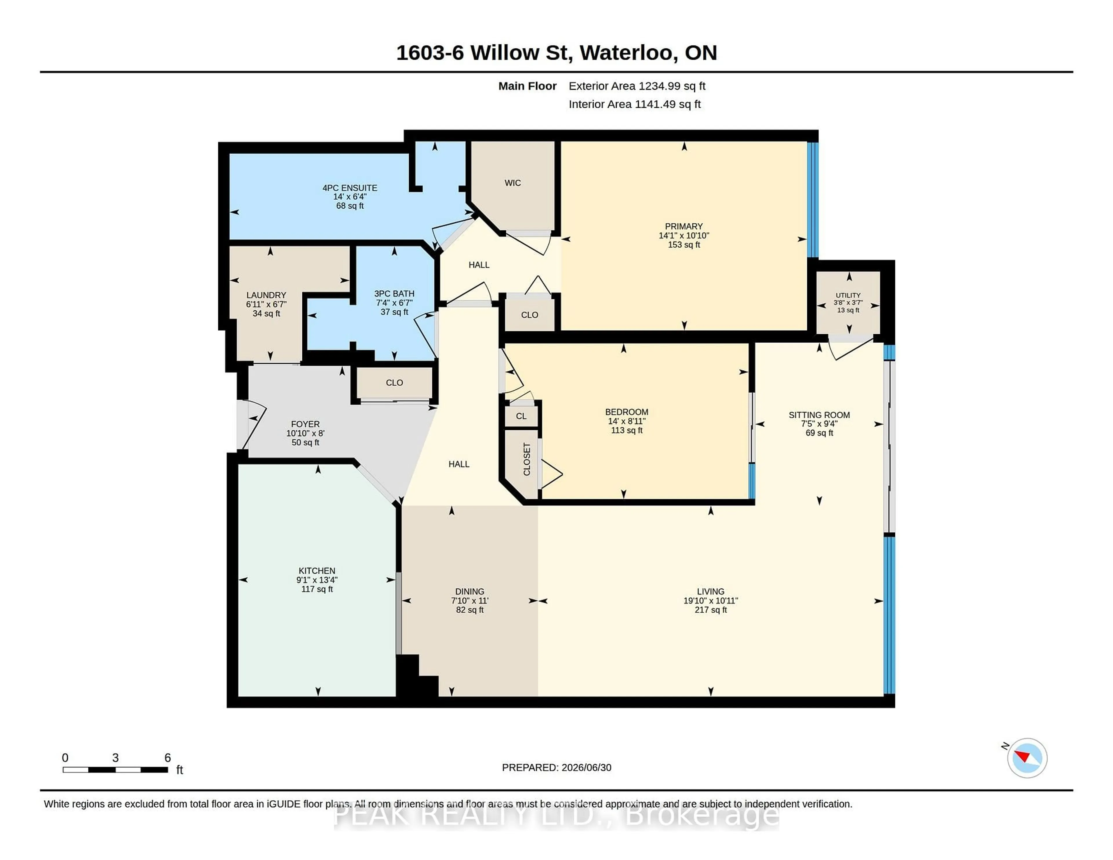 Floor plan for 6 Willow St #1603, Waterloo Ontario N2J 4S3