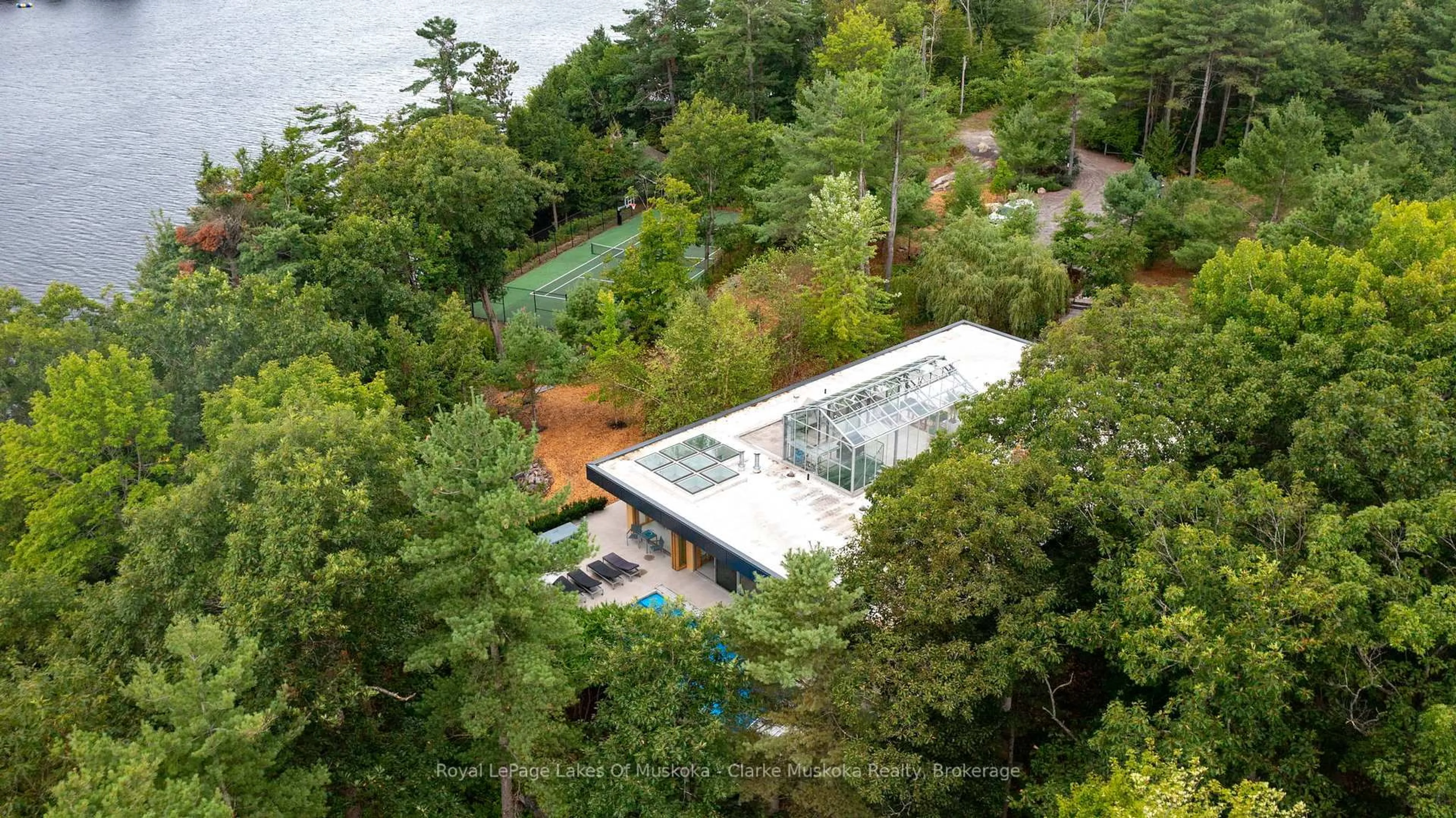 A pic from outside/outdoor area/front of a property/back of a property/a pic from drone, water/lake/river/ocean view for 1114 Road 3200, Gravenhurst Ontario P1P 1R2