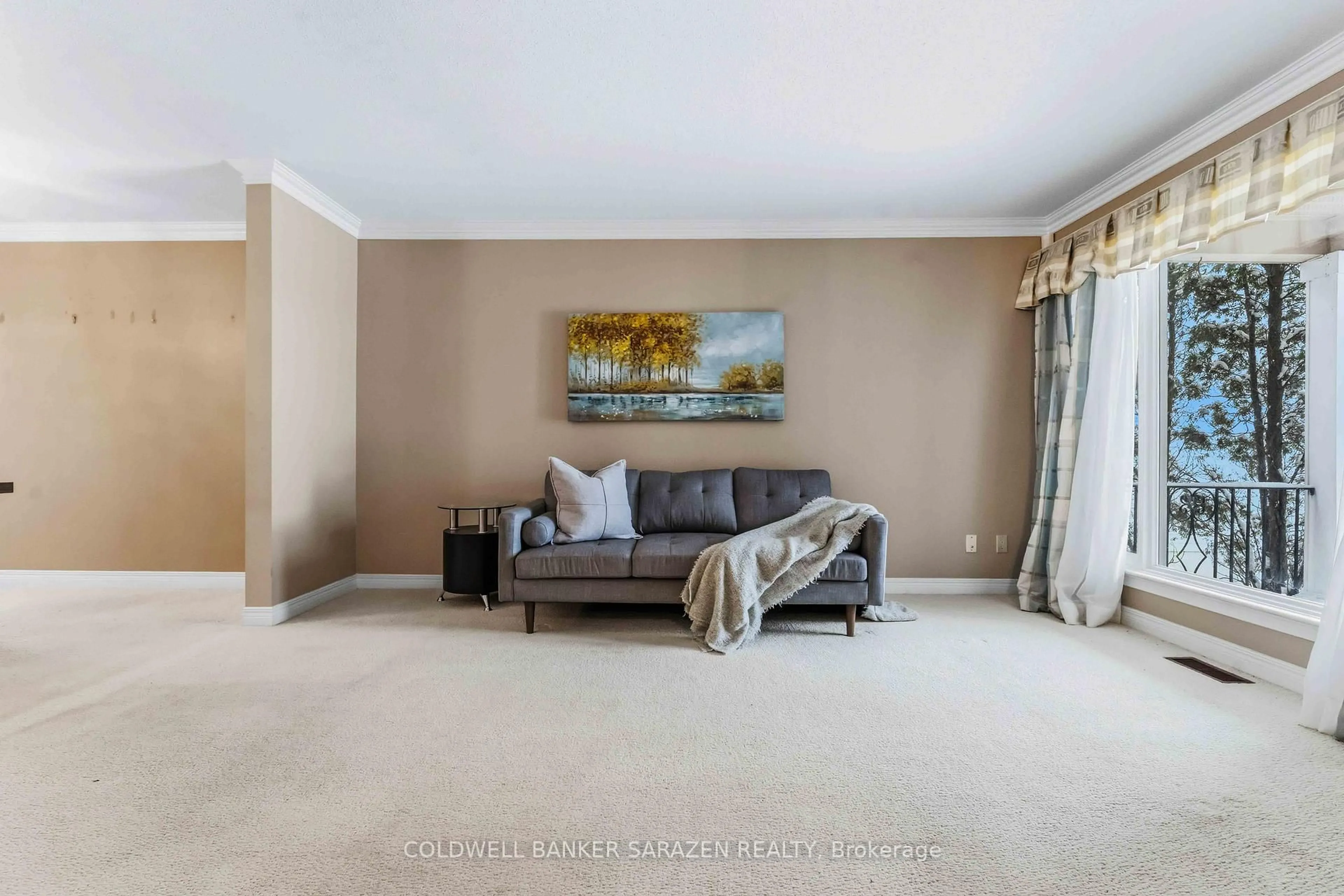 Living room with furniture, carpet floor for 81 Kimberwick Cres, Ottawa Ontario K1V 0W7