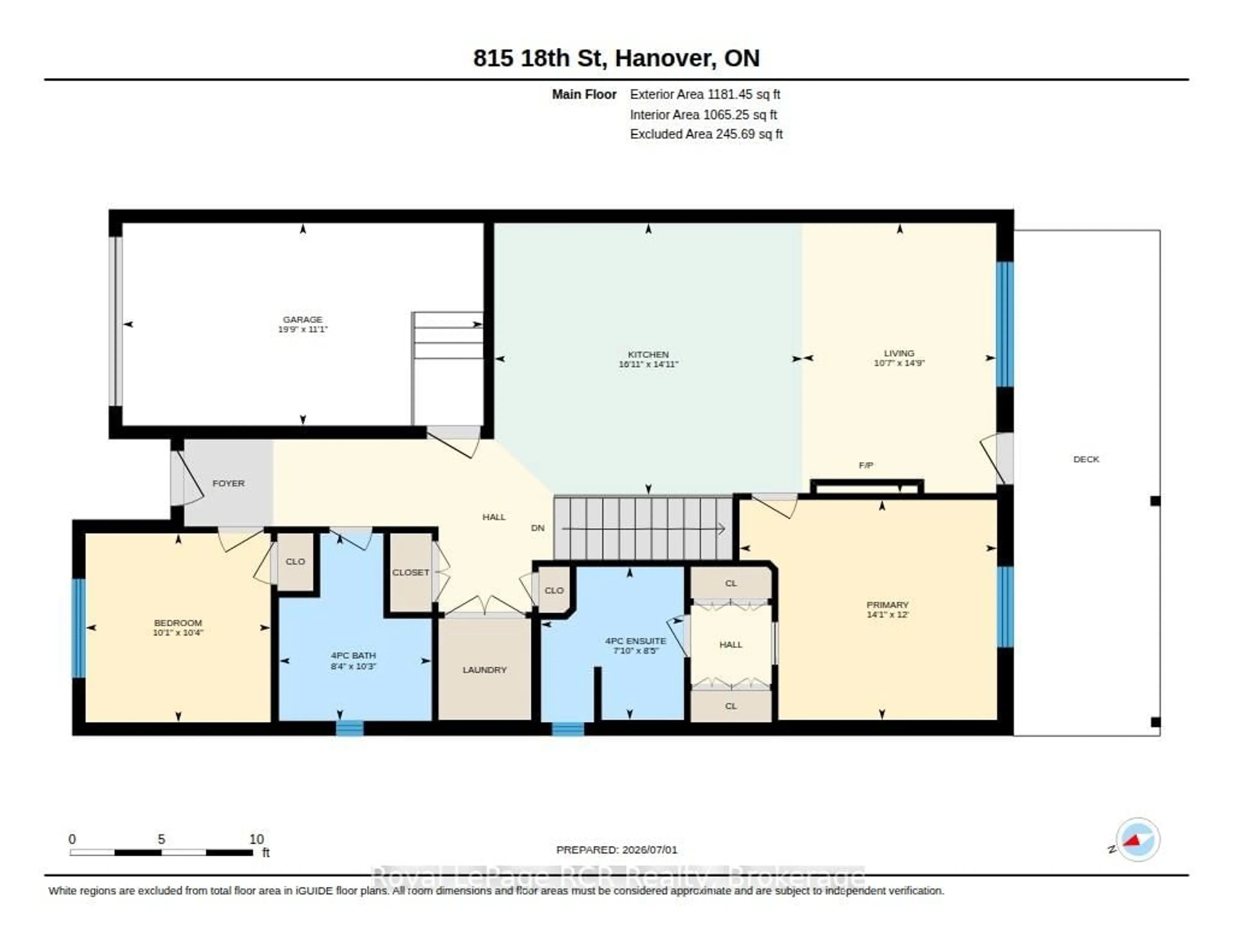 Floor plan for 815 18th St, Hanover Ontario N4N 0C5