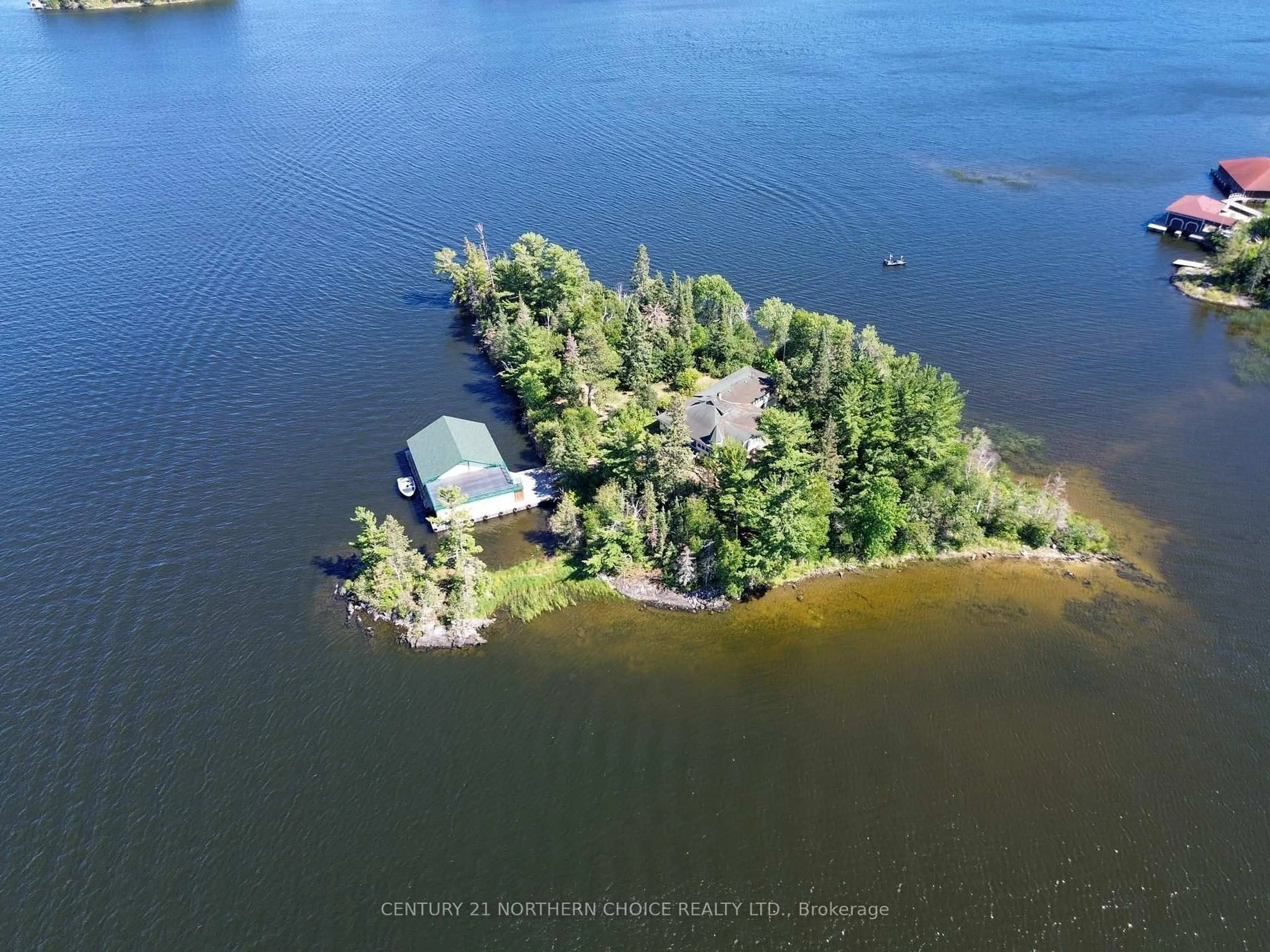A pic from outside/outdoor area/front of a property/back of a property/a pic from drone, water/lake/river/ocean view for 363P Brightwater Island, Kenora Remote Area Ontario P0X 1C0