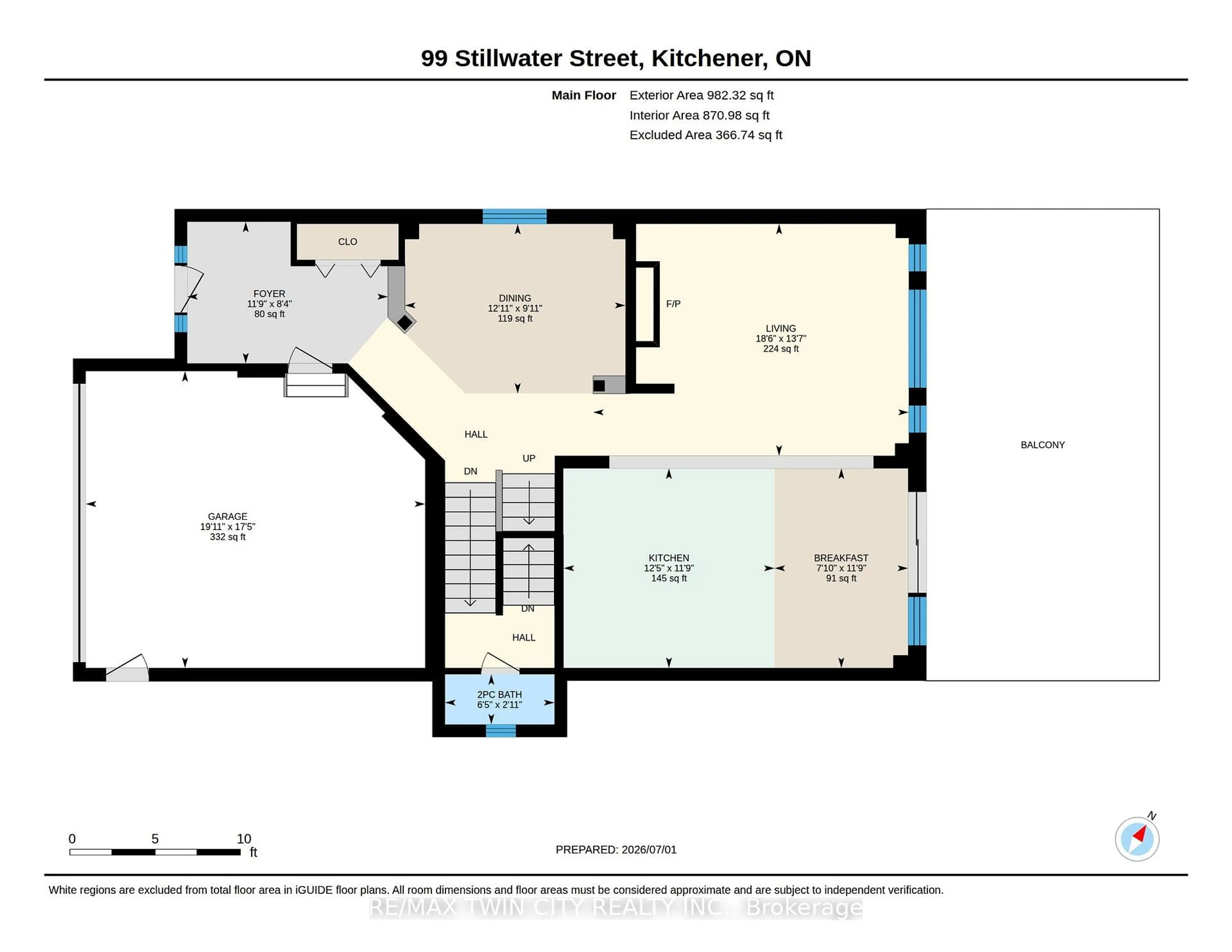 Floor plan for 99 Stillwater St, Waterloo Ontario N2A 0J1