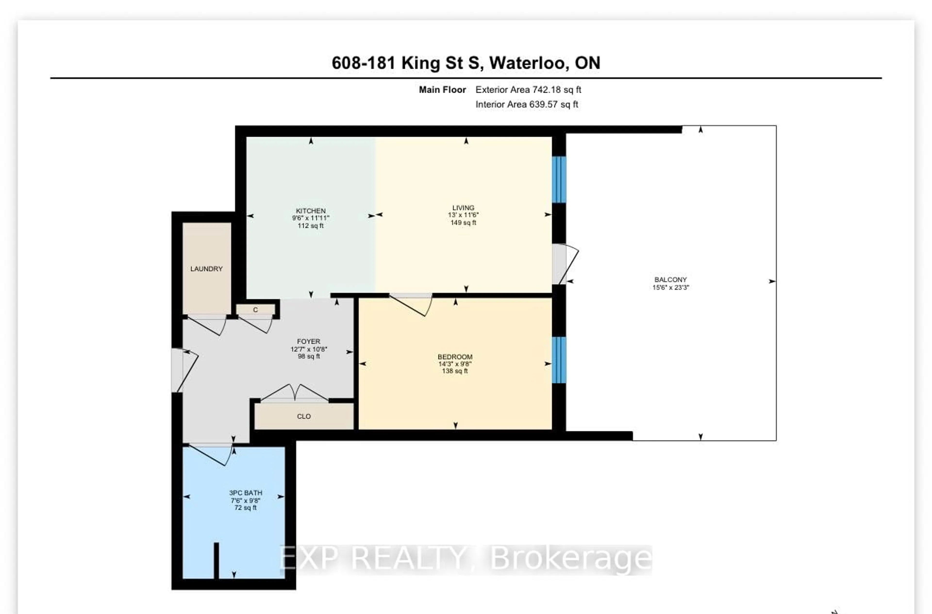 Floor plan for 181 King St #608, Kitchener Ontario N2J 0E7
