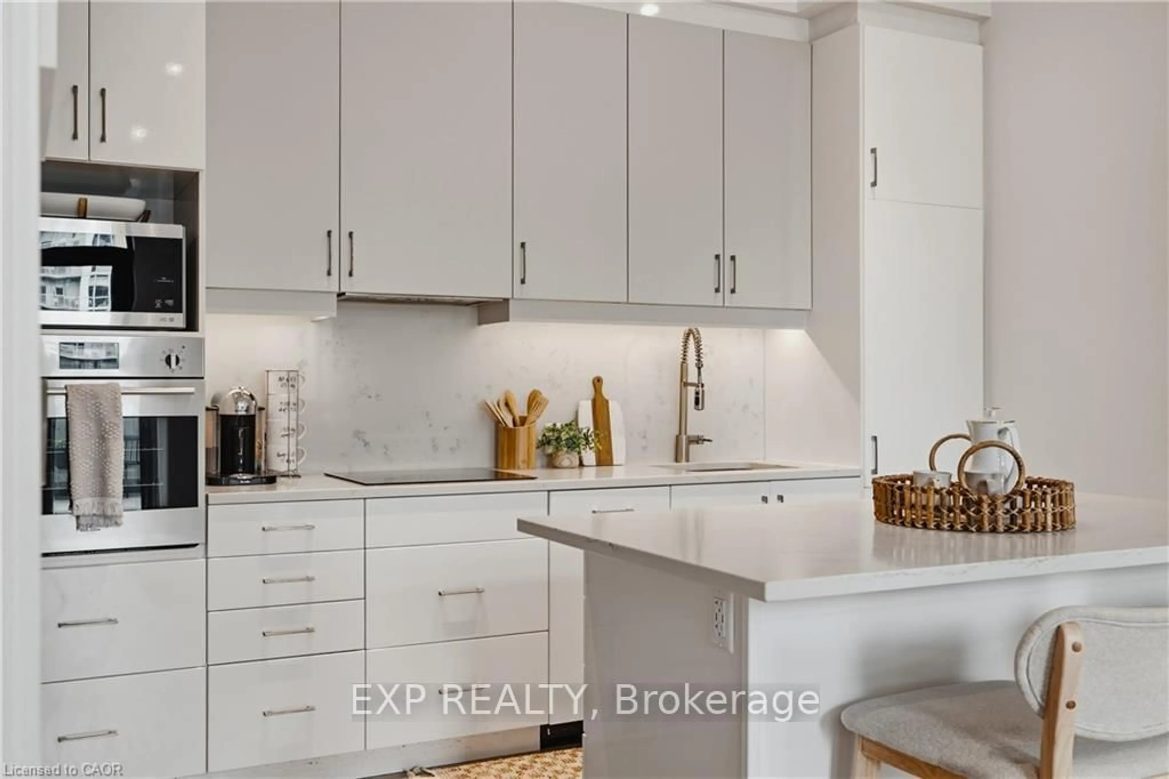 Contemporary kitchen, ceramic/tile floor for 181 King St #608, Kitchener Ontario N2J 0E7
