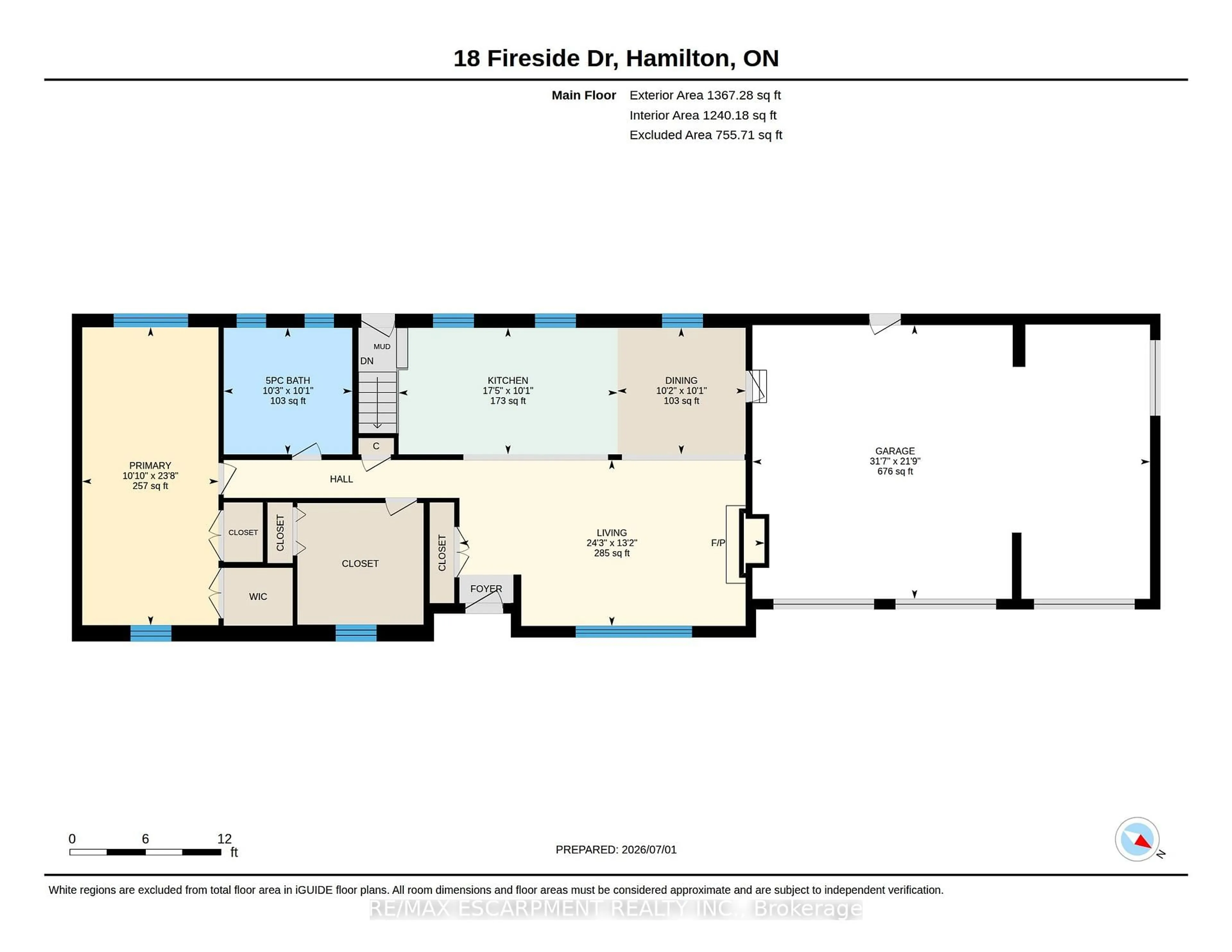 Floor plan for 18 Fireside Dr, Hamilton Ontario L8N 2Z7