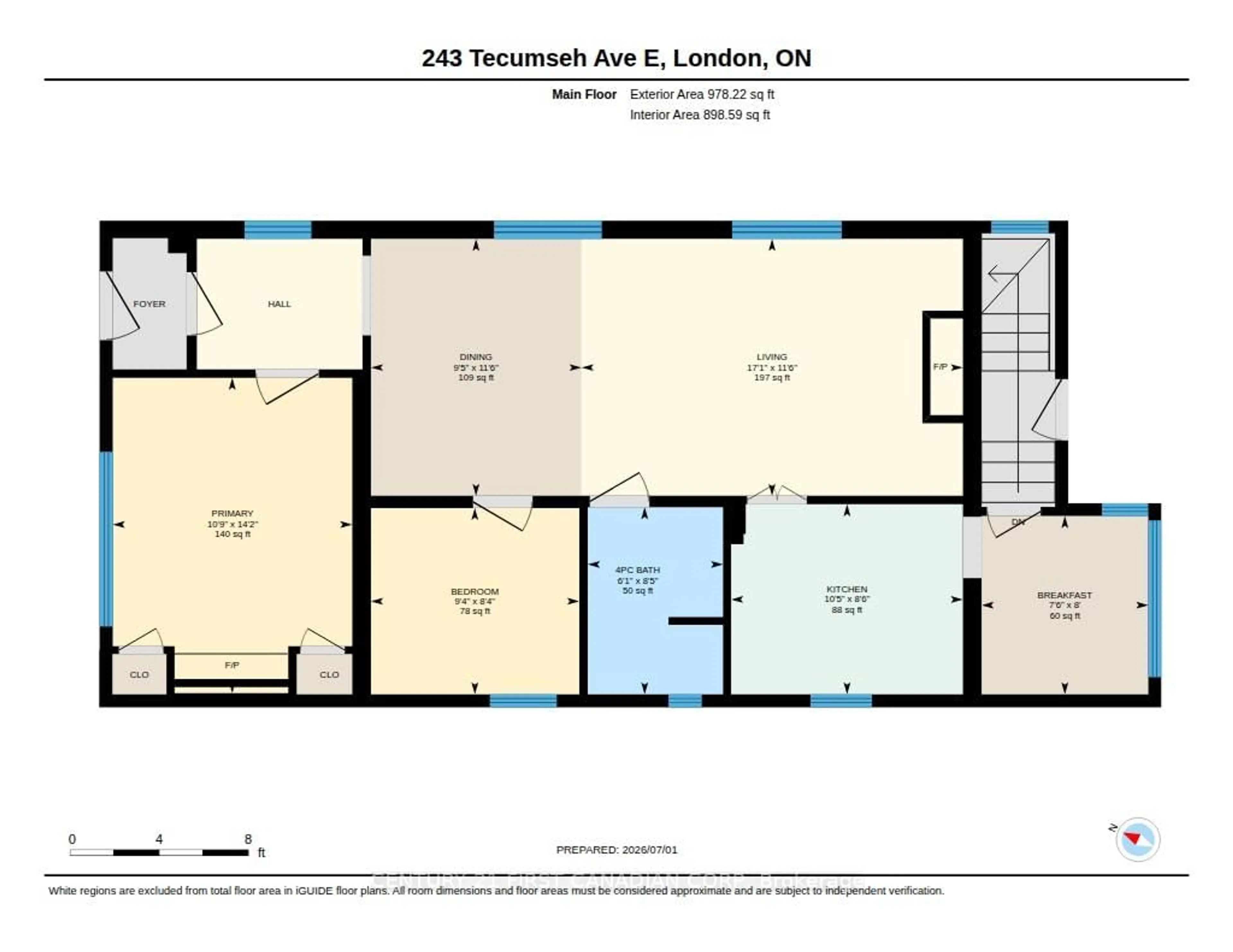 Floor plan for 243 Tecumseh Ave, London South Ontario N6C 1S7