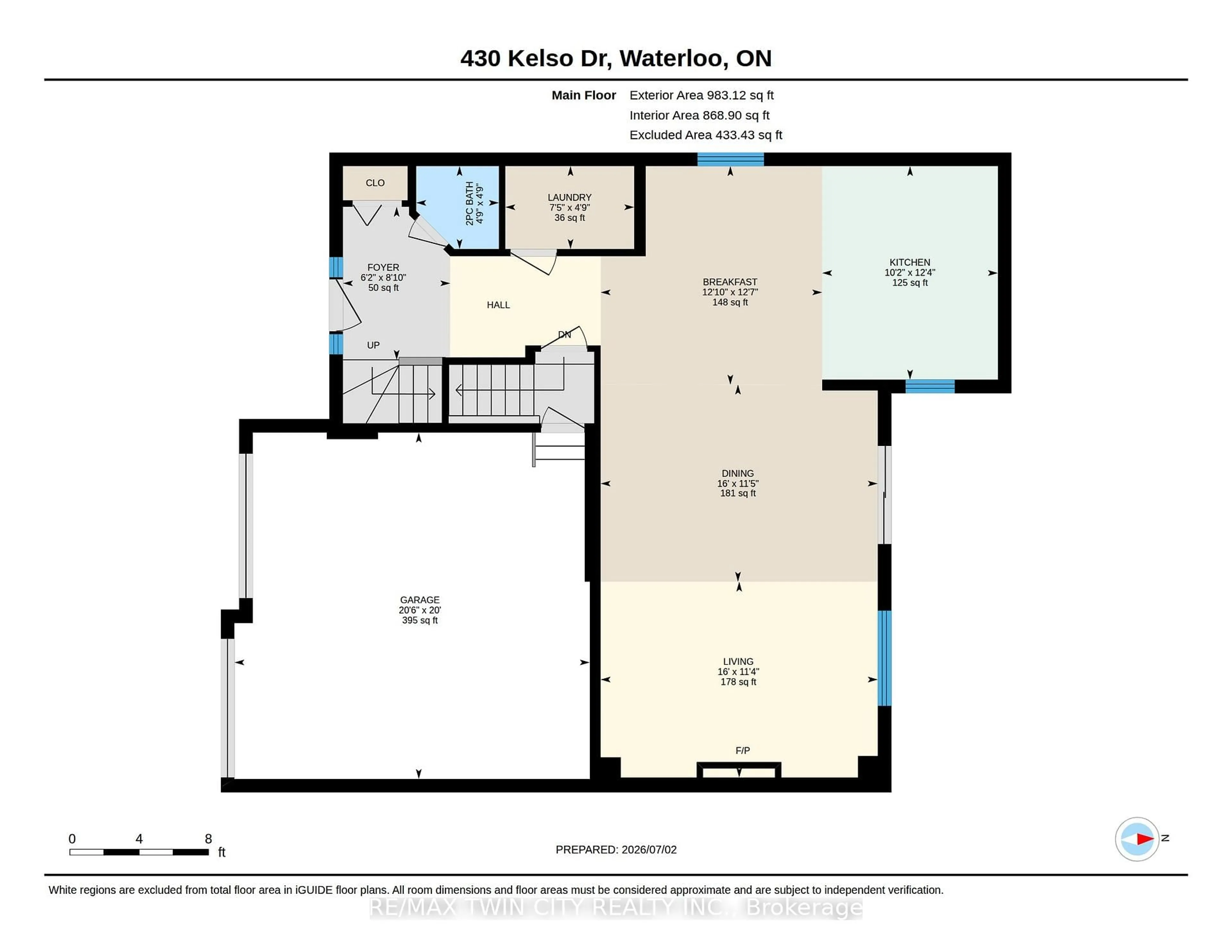 Floor plan for 430 Kelso Dr, Waterloo Ontario N2V 2S1