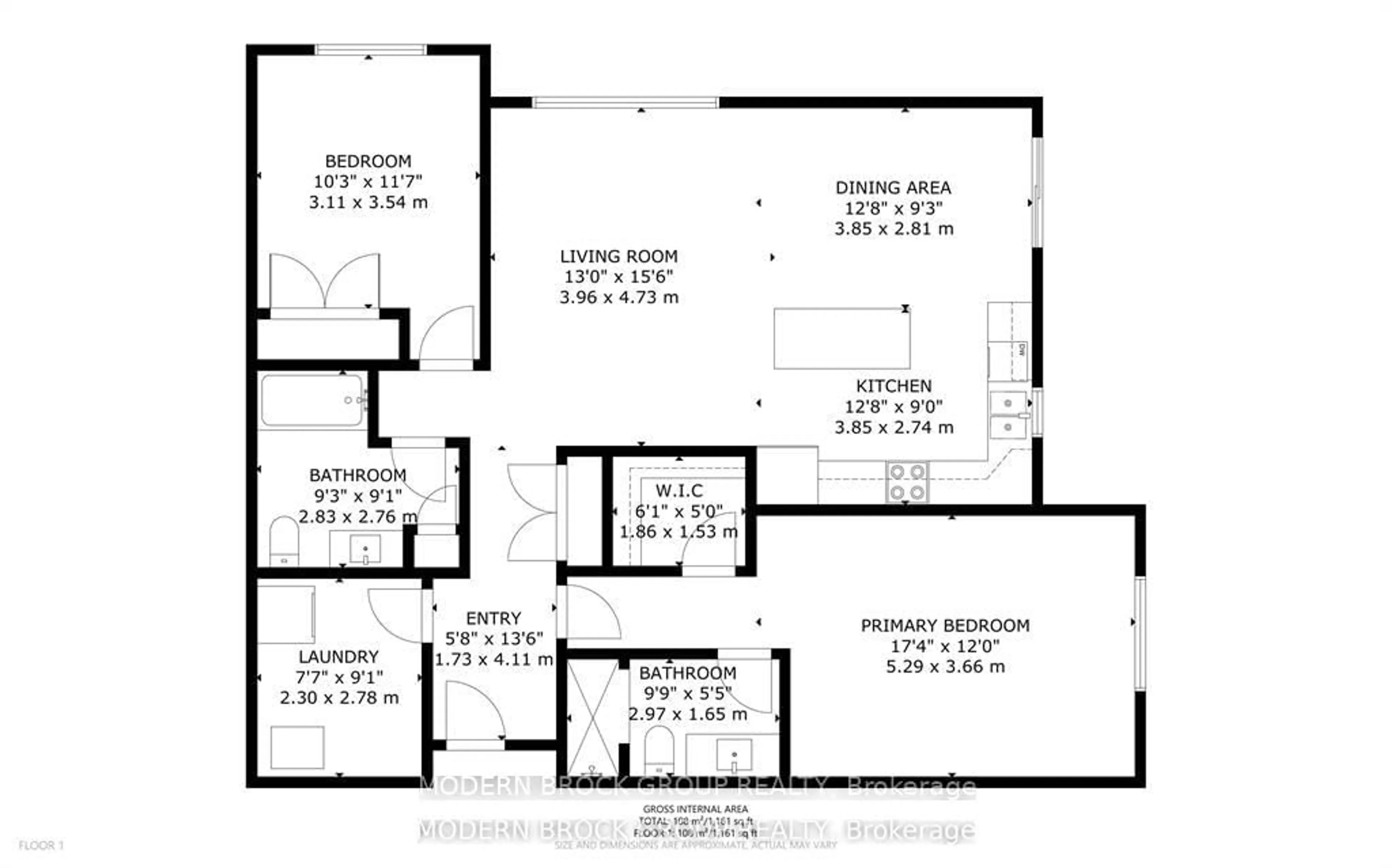 Floor plan for 1109 Millwood Ave #103, Brockville Ontario K6V 0C7