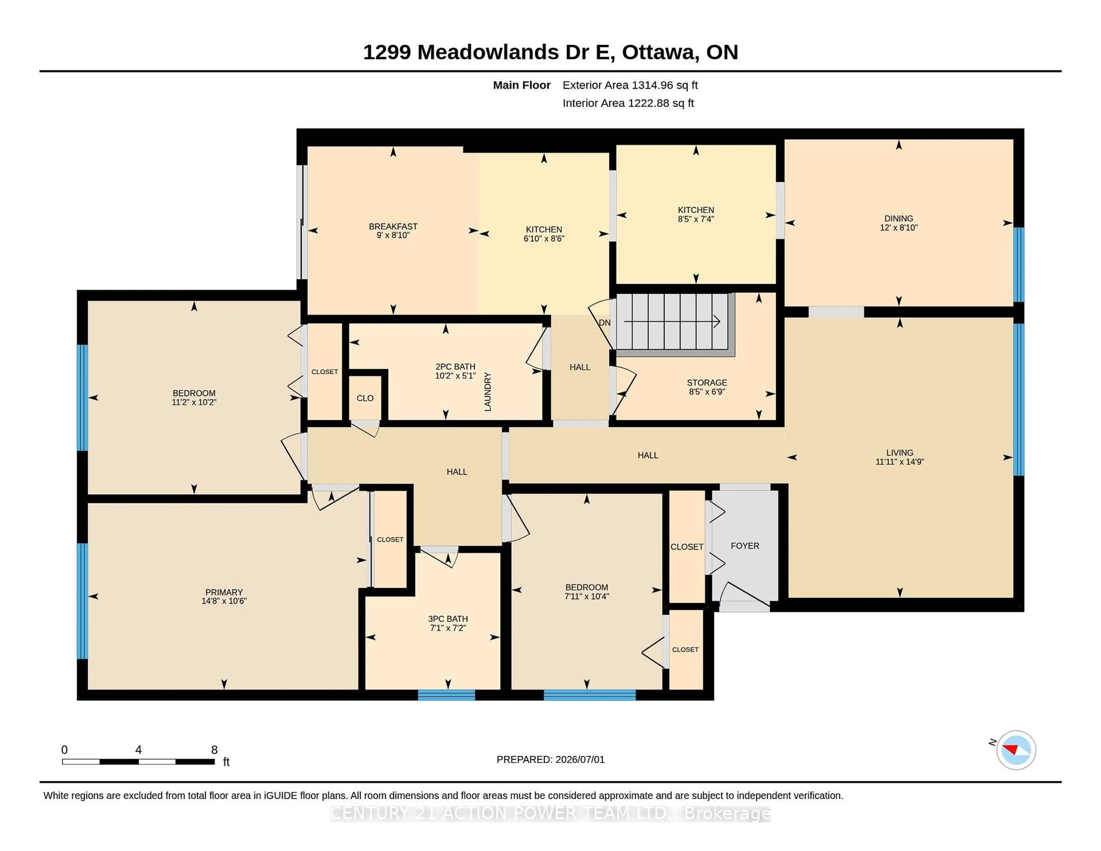 Floor plan for 1299 Meadowlands Dr, Ottawa Ontario K2E 6K4