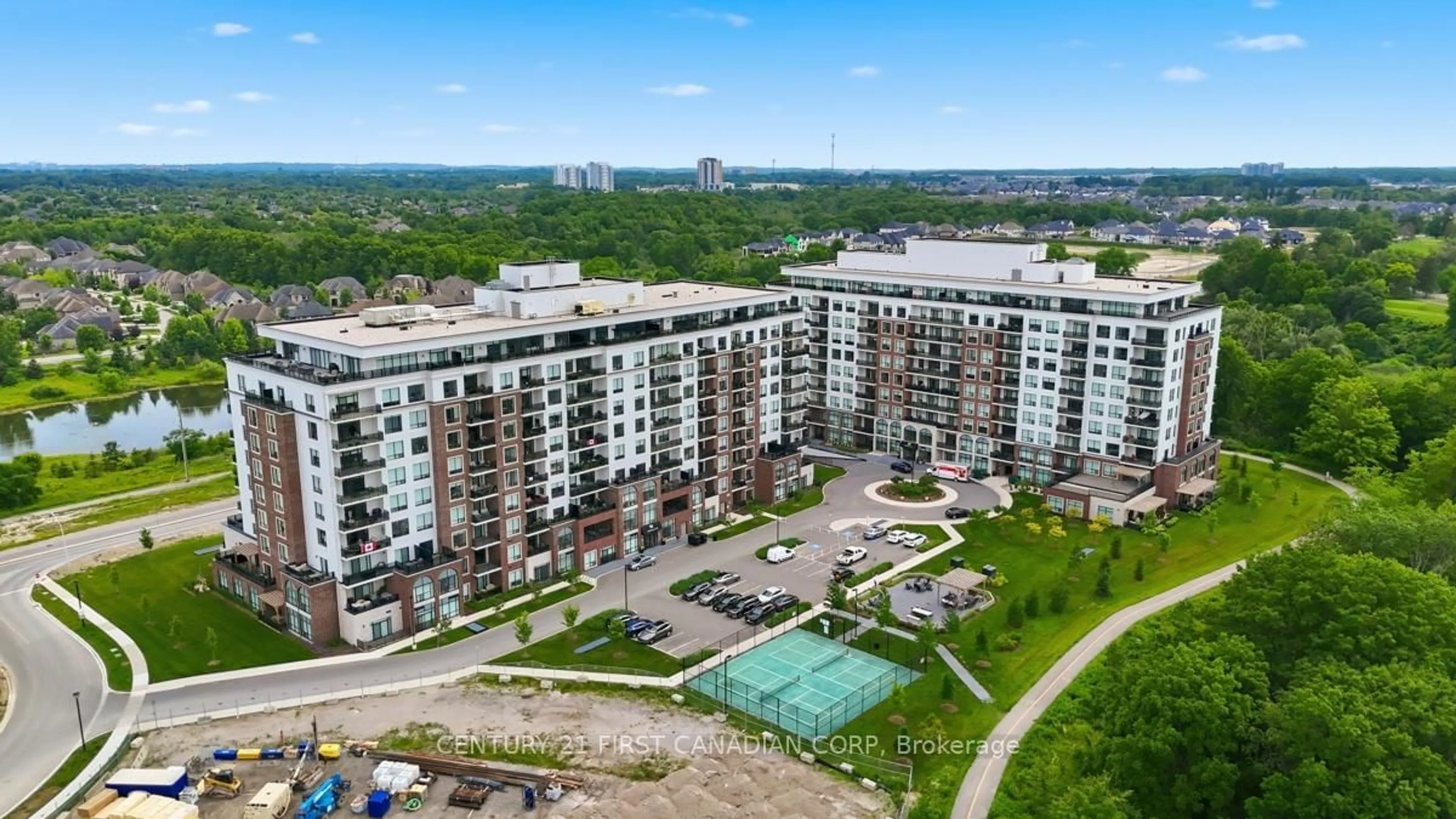 A pic from outside/outdoor area/front of a property/back of a property/a pic from drone, city buildings view from balcony for 480 Callaway Rd #814, London North Ontario N6G 0Z3