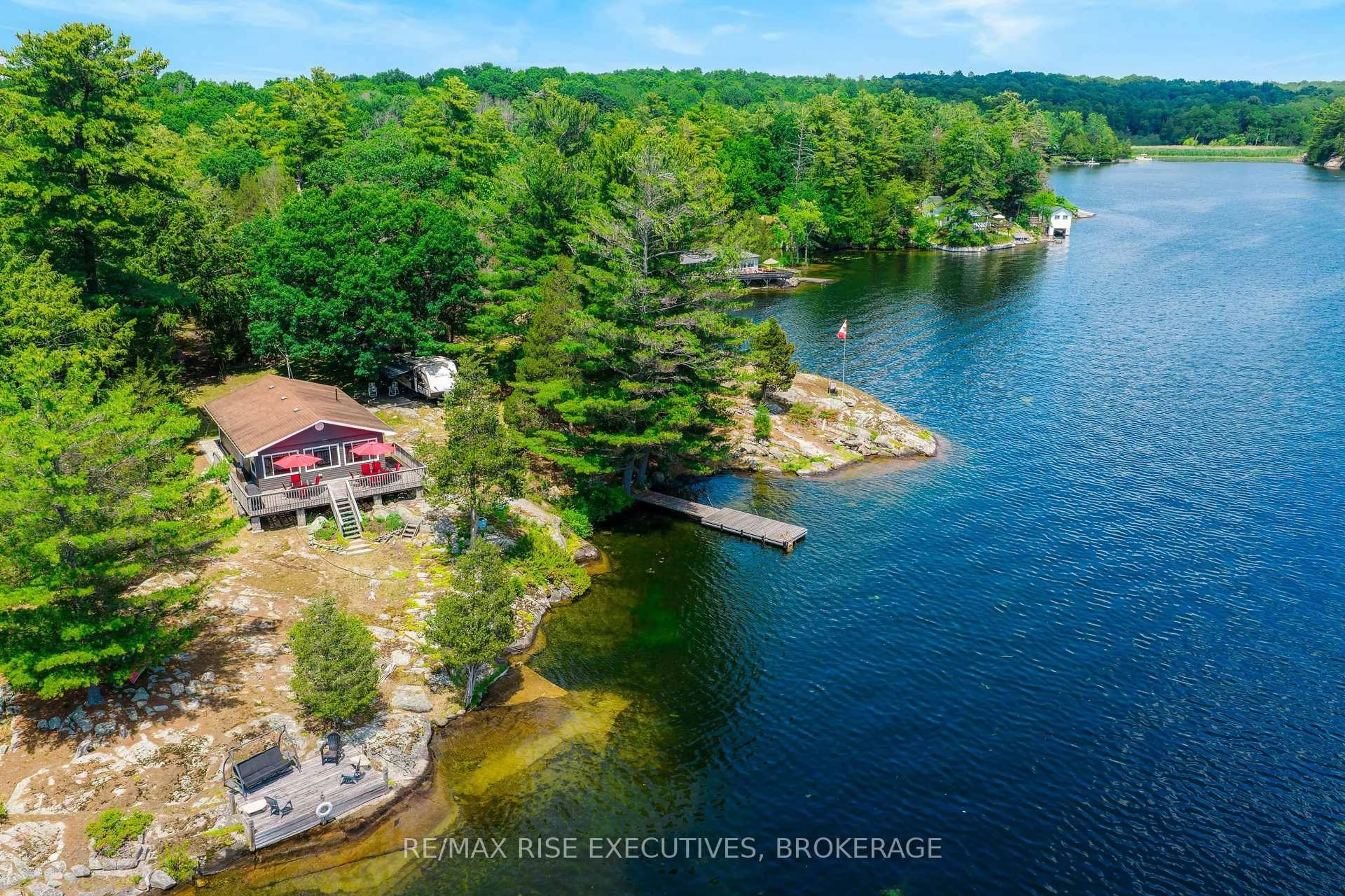 A pic from outside/outdoor area/front of a property/back of a property/a pic from drone, water/lake/river/ocean view for 942 Teddys Lane, Leeds and the Thousand Islands Ontario K0E 1L0