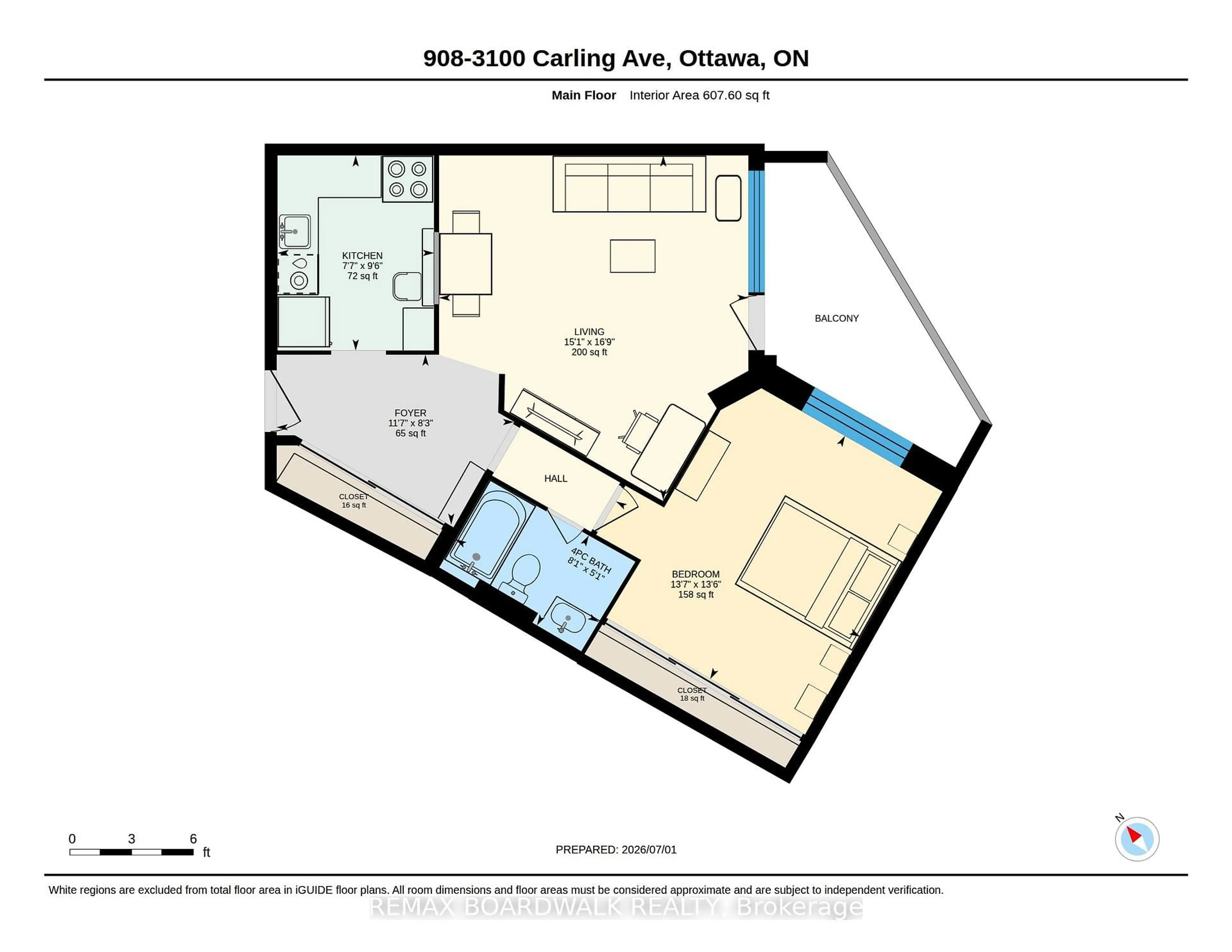 Floor plan for 3100 Carling Ave #908, Ottawa Ontario K2B 6J6