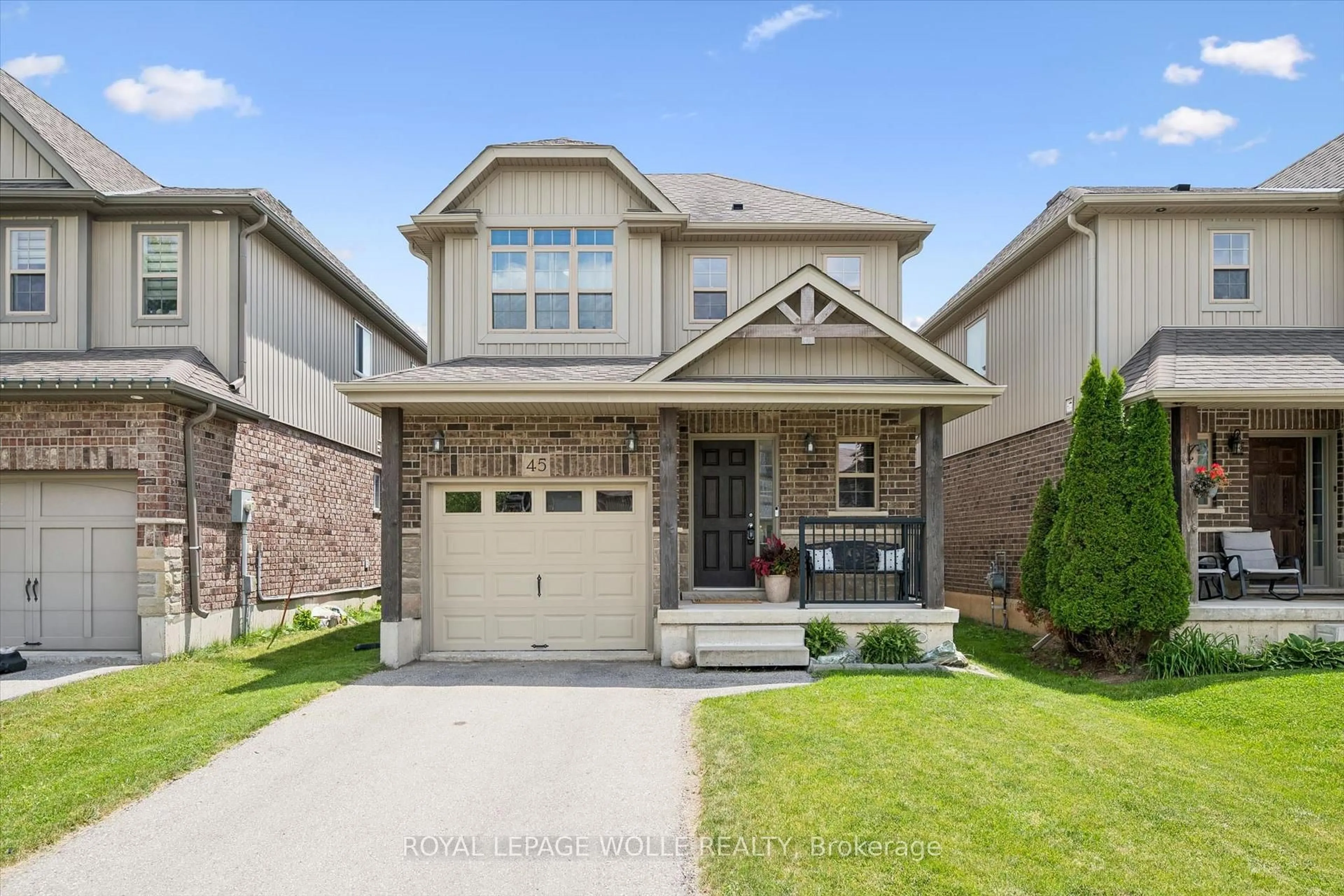 Home with brick exterior material, street for 45 Captain Mccallum Dr, Wilmot Ontario N3A 0B6
