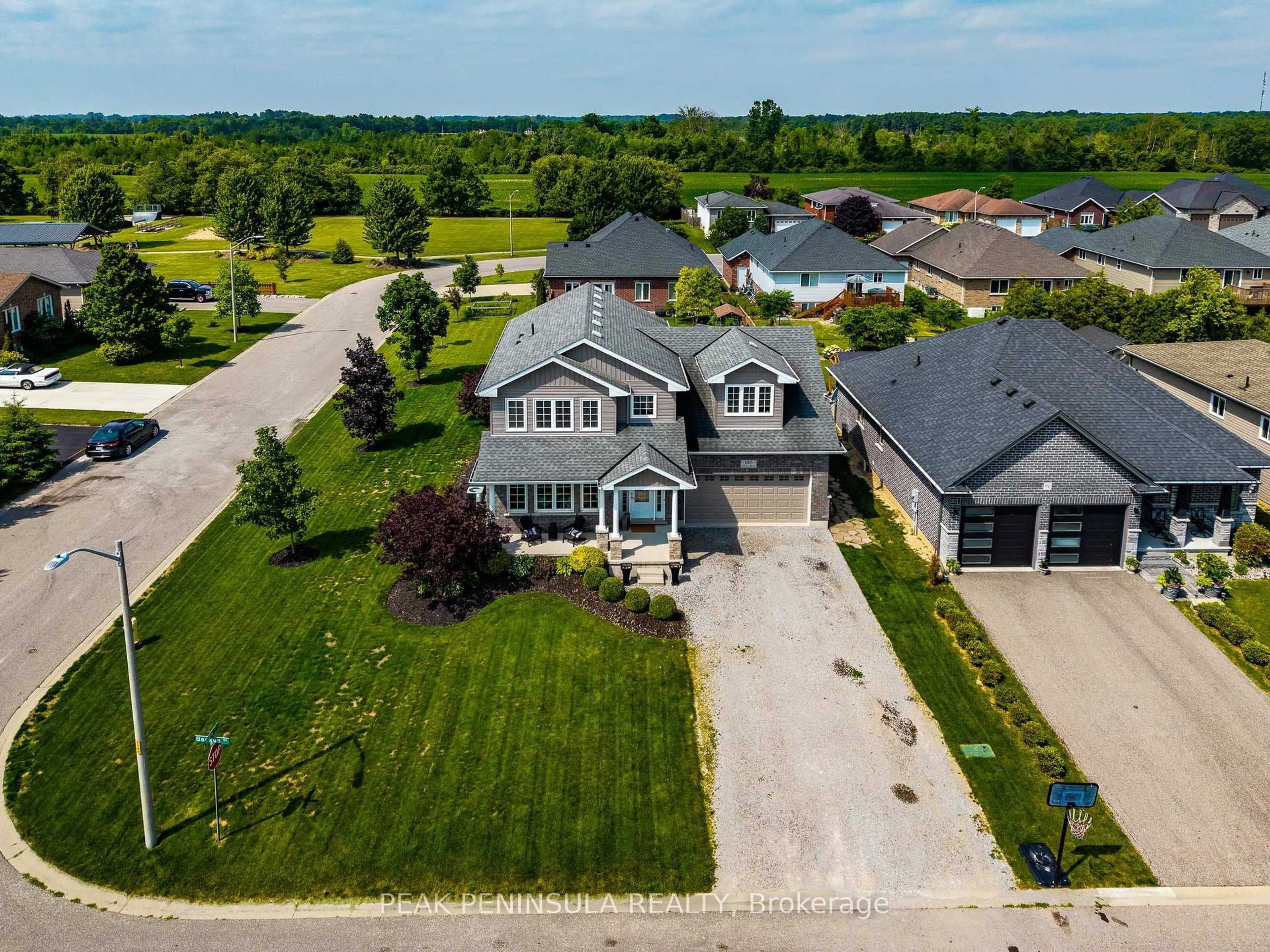 A pic from outside/outdoor area/front of a property/back of a property/a pic from drone, street for 100 Backus Dr, Norfolk Ontario N0E 1M0