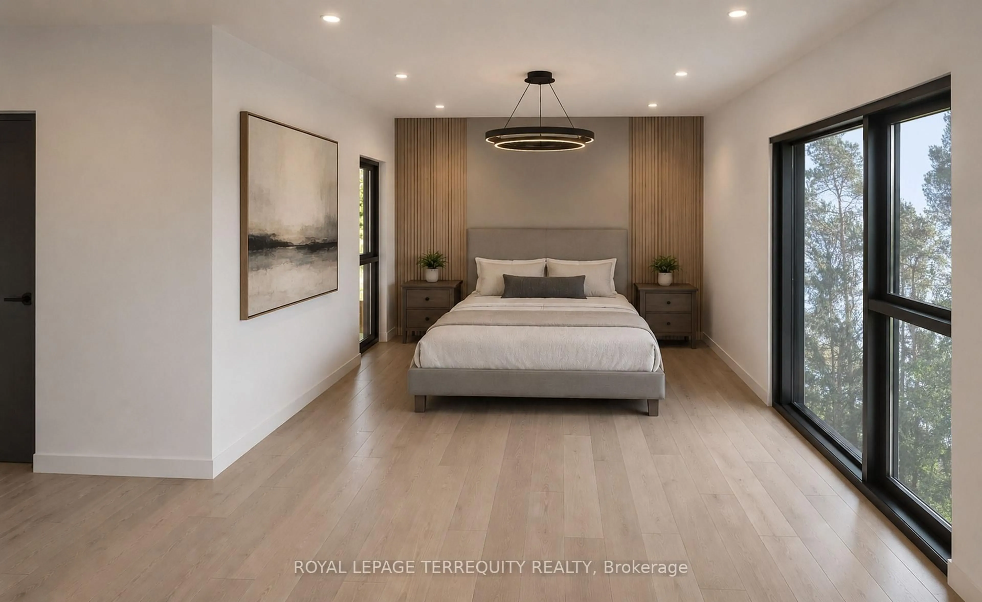 Bedroom with bed, wood/laminate floor for 74 Best Ave, Hamilton Ontario L9H 5W1