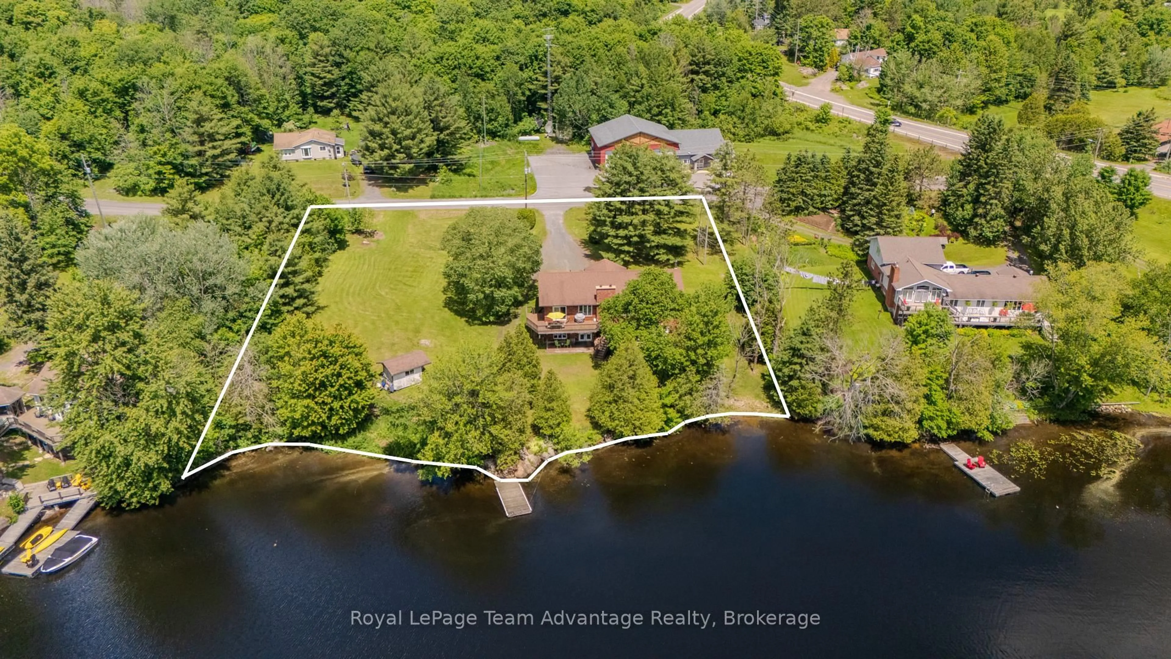 A pic from outside/outdoor area/front of a property/back of a property/a pic from drone, water/lake/river/ocean view for 4 & 6 Sharon Park Dr, McKellar Ontario P0G 1C0