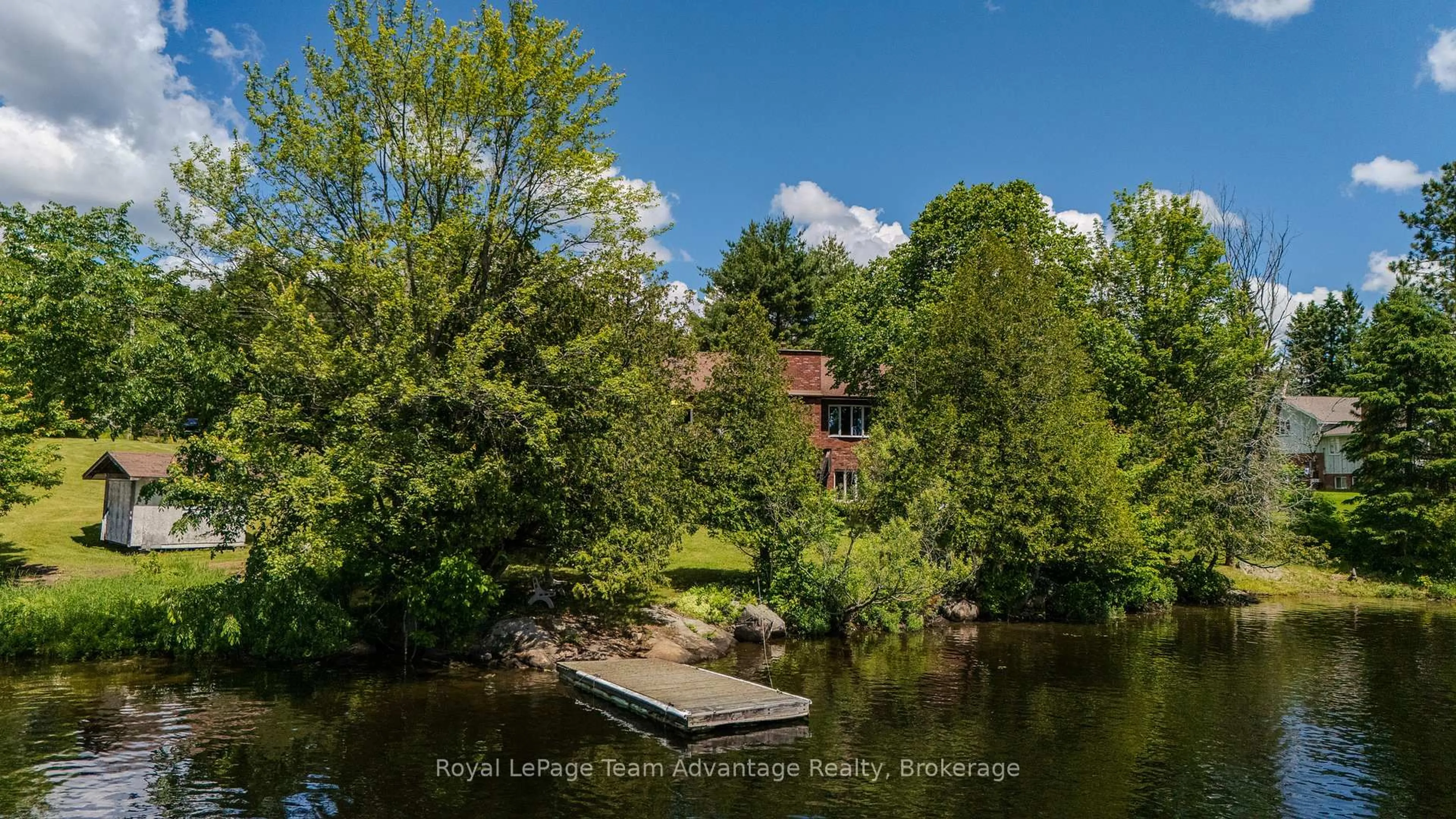 A pic from outside/outdoor area/front of a property/back of a property/a pic from drone, water/lake/river/ocean view for 4 & 6 Sharon Park Dr, McKellar Ontario P0G 1C0