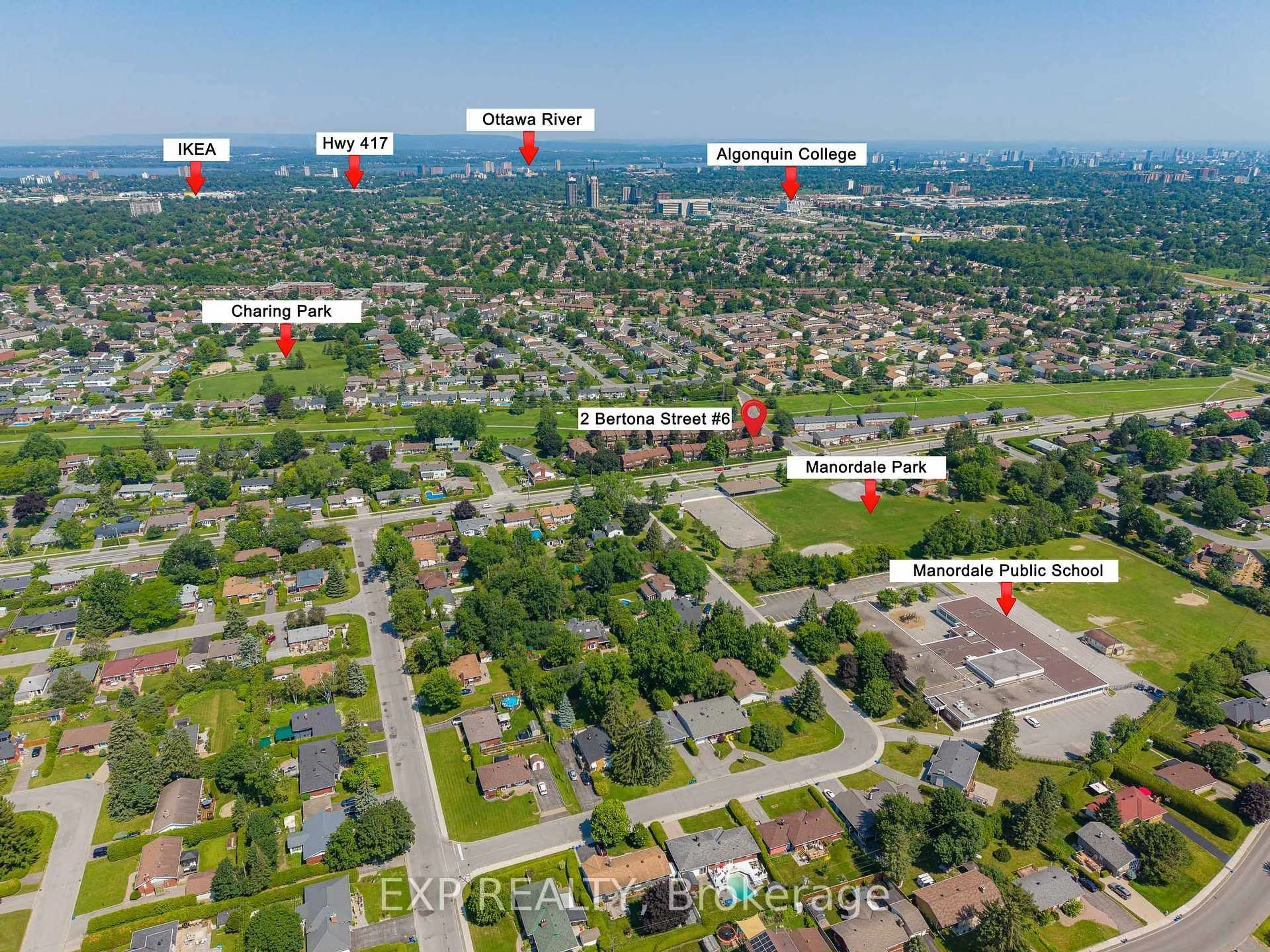 A pic from outside/outdoor area/front of a property/back of a property/a pic from drone, street for 2 Bertona St #6, Ottawa Ontario K2G 0W2