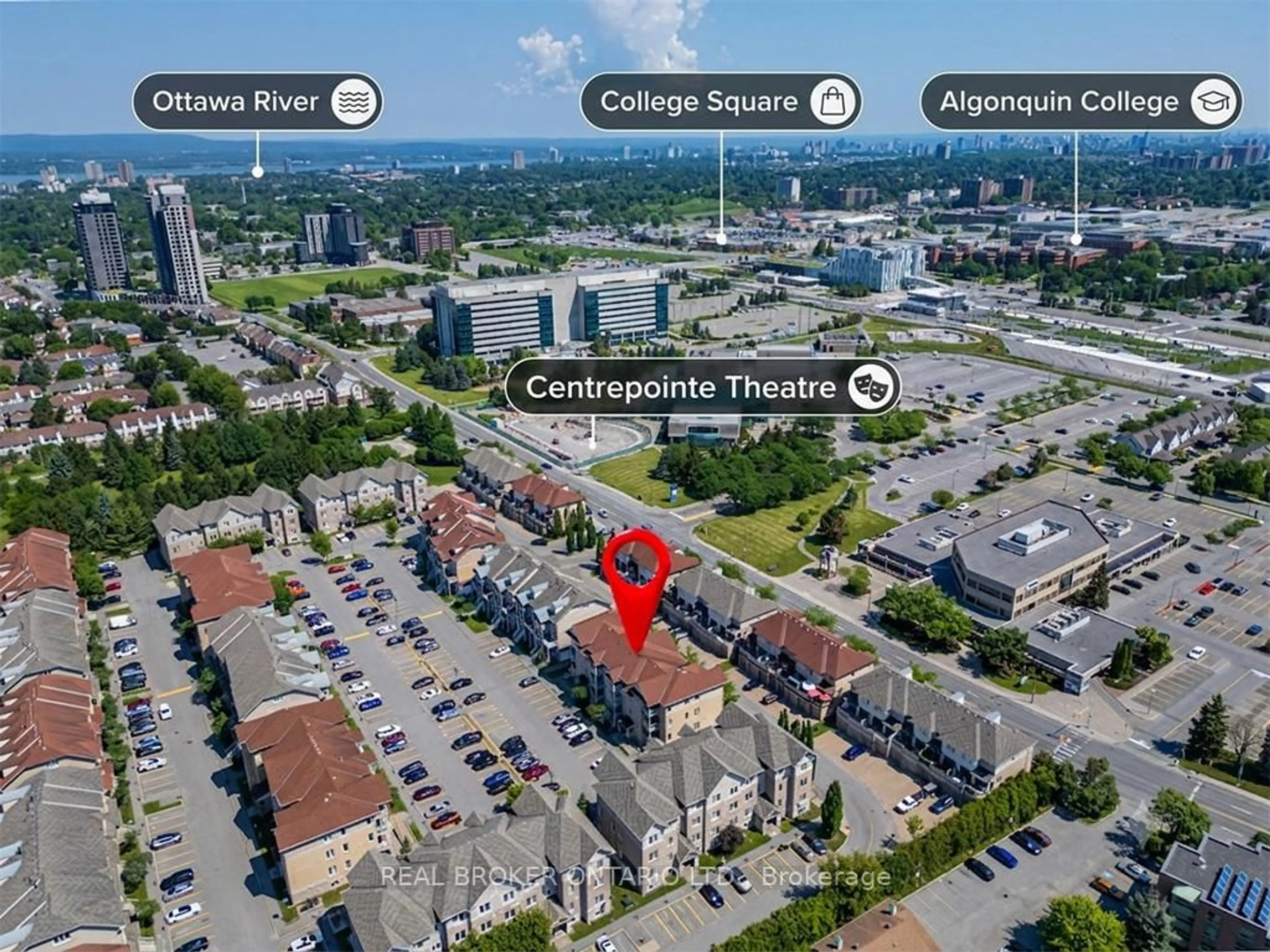 A pic from outside/outdoor area/front of a property/back of a property/a pic from drone, city buildings view from balcony for 176 Paseo Private #2, Ottawa Ontario K2G 4N7