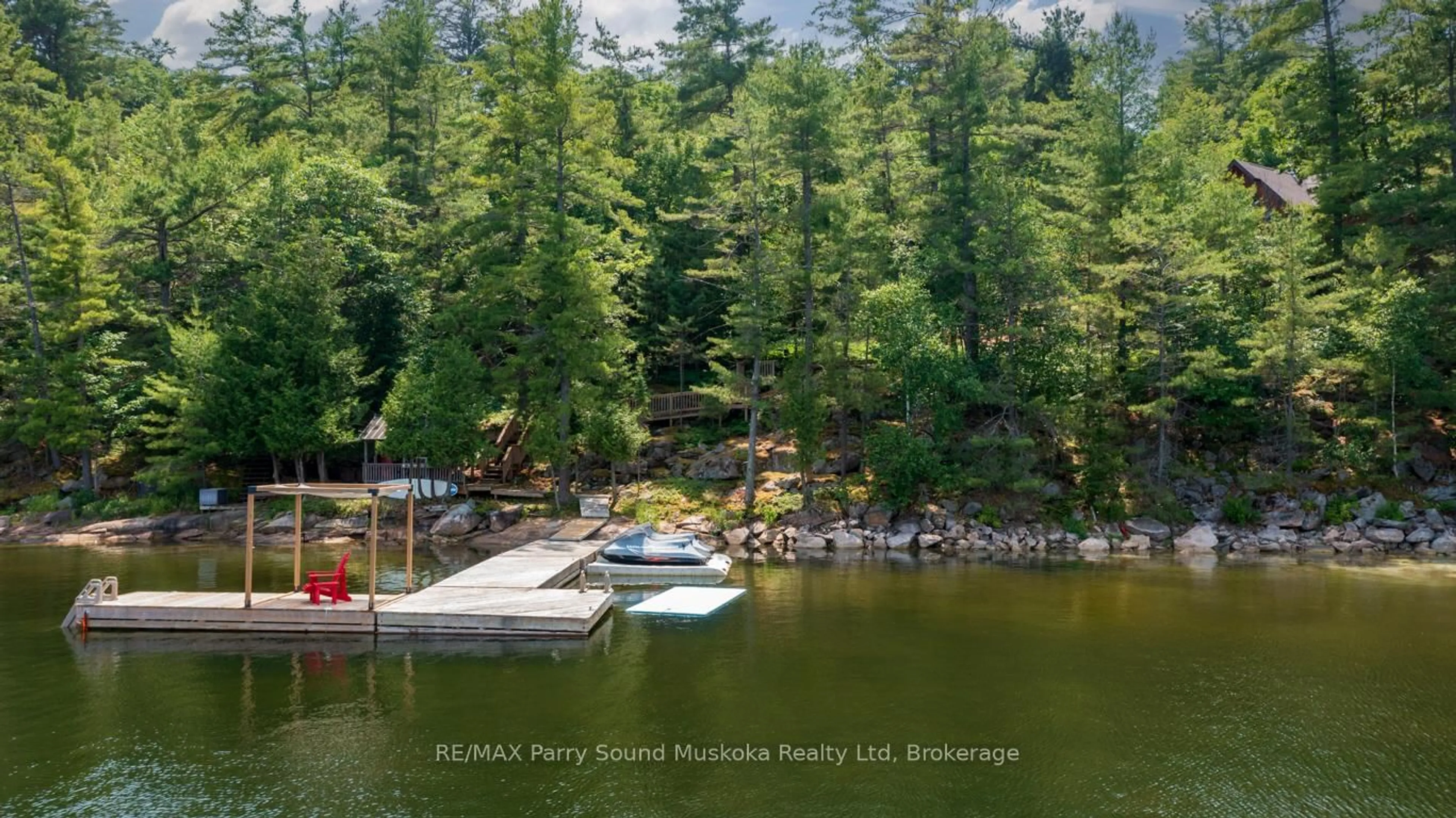 A pic from outside/outdoor area/front of a property/back of a property/a pic from drone, water/lake/river/ocean view for 10 Sawdust Bay Rd, Carling Ontario P0G 1G0