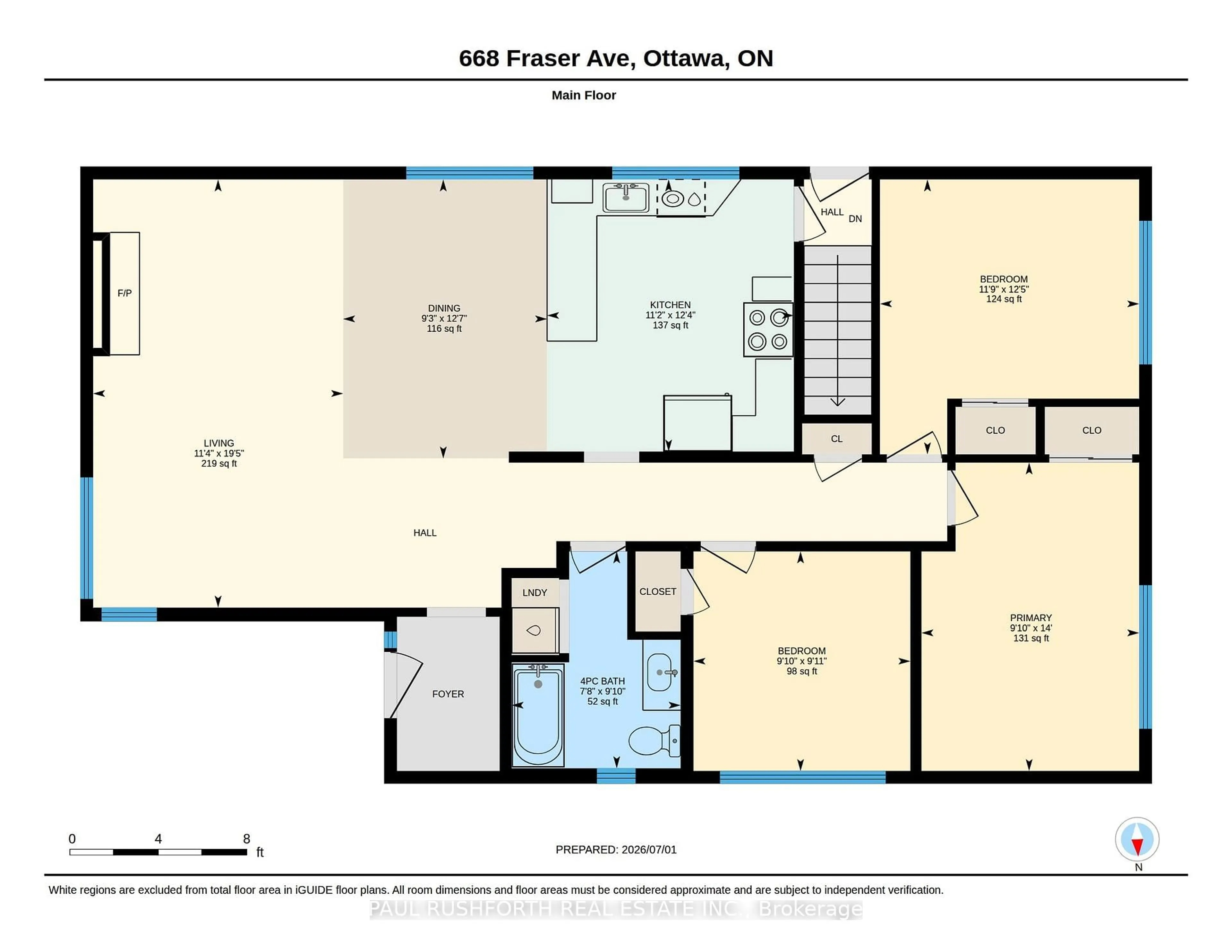 Floor plan for 668 Fraser Ave, Ottawa Ontario K2A 2R8