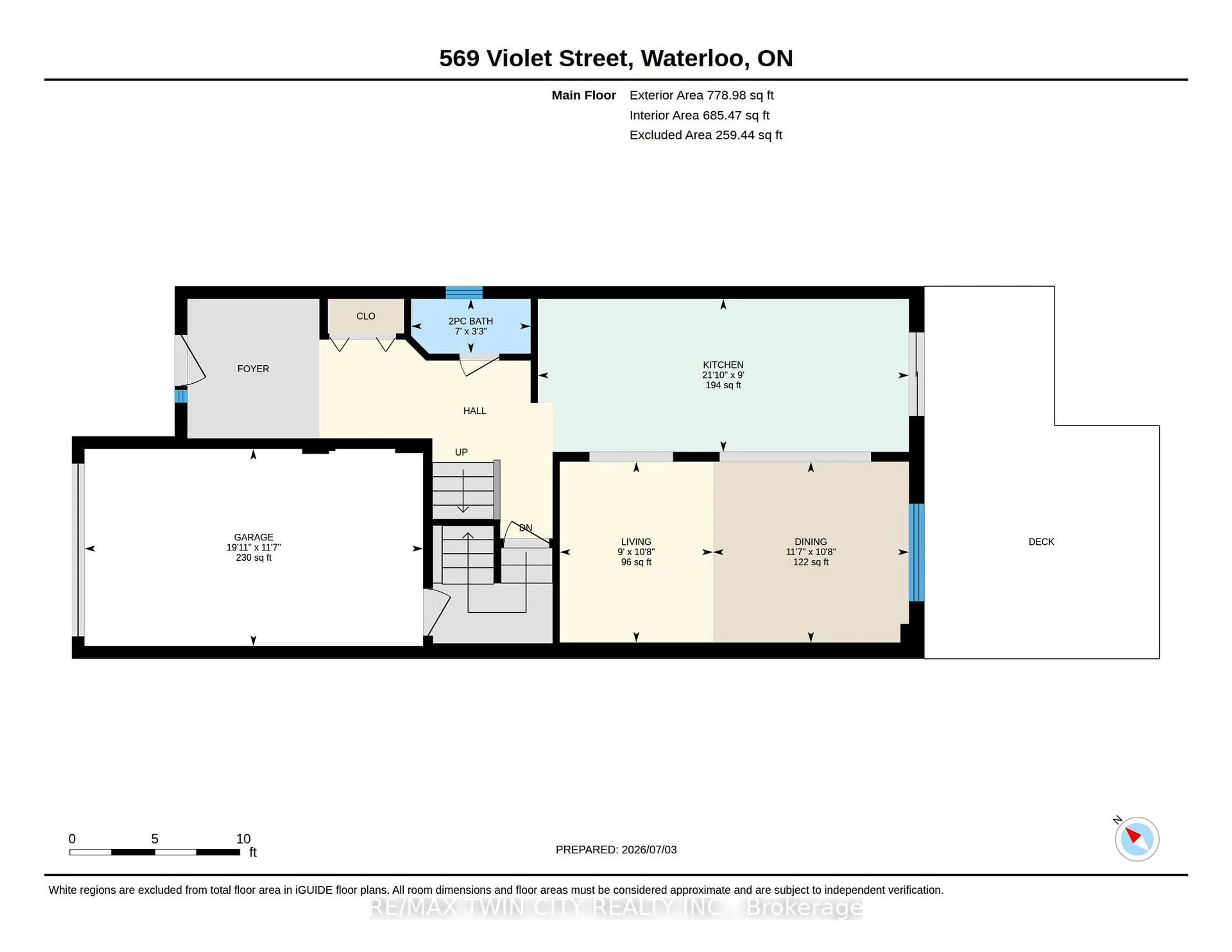 Floor plan for 569 Violet St, Waterloo Ontario N2V 2T8