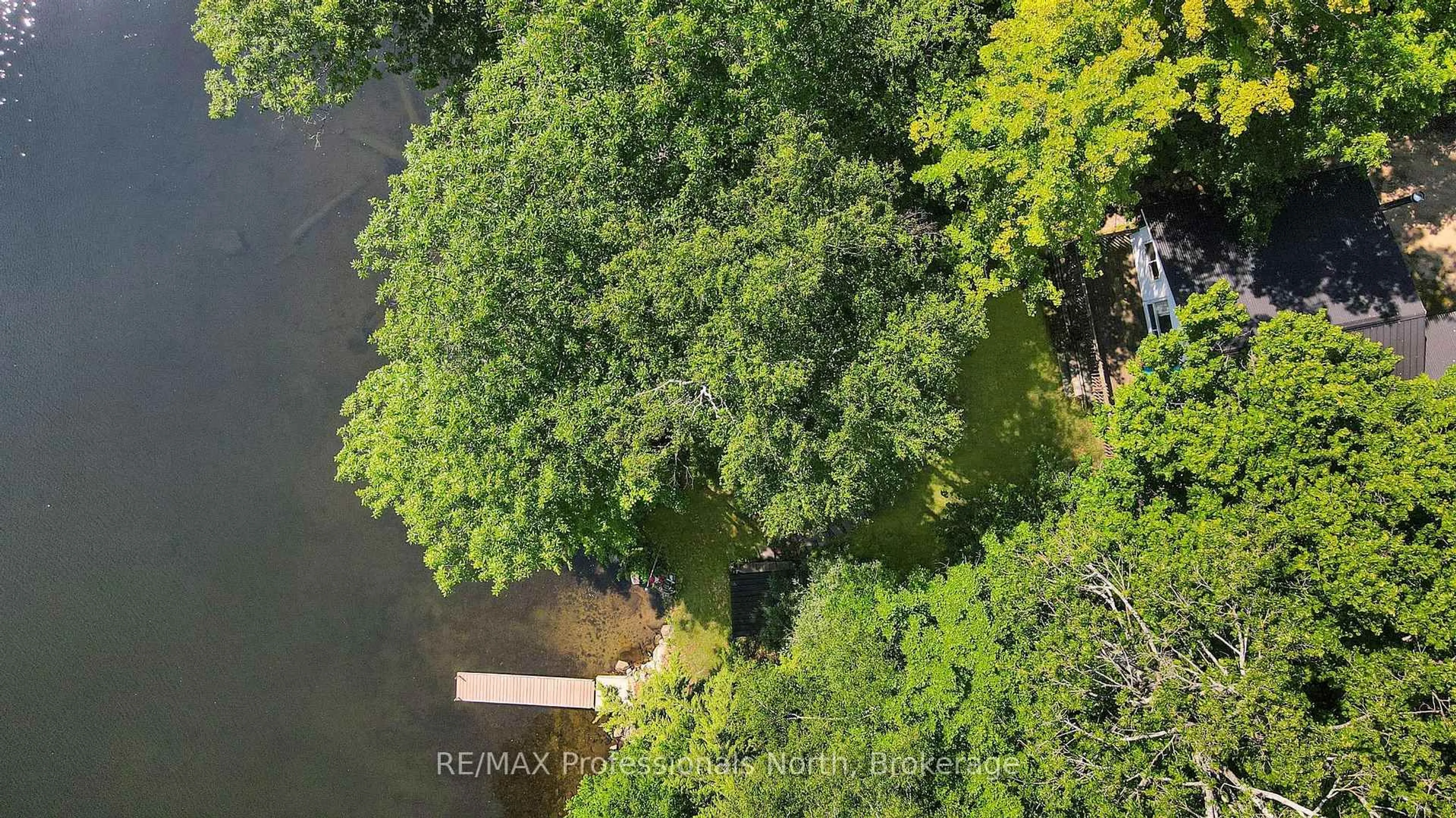A pic from outside/outdoor area/front of a property/back of a property/a pic from drone, water/lake/river/ocean view for 1005 Mohican Tr, Minden Hills Ontario K0M 1S0