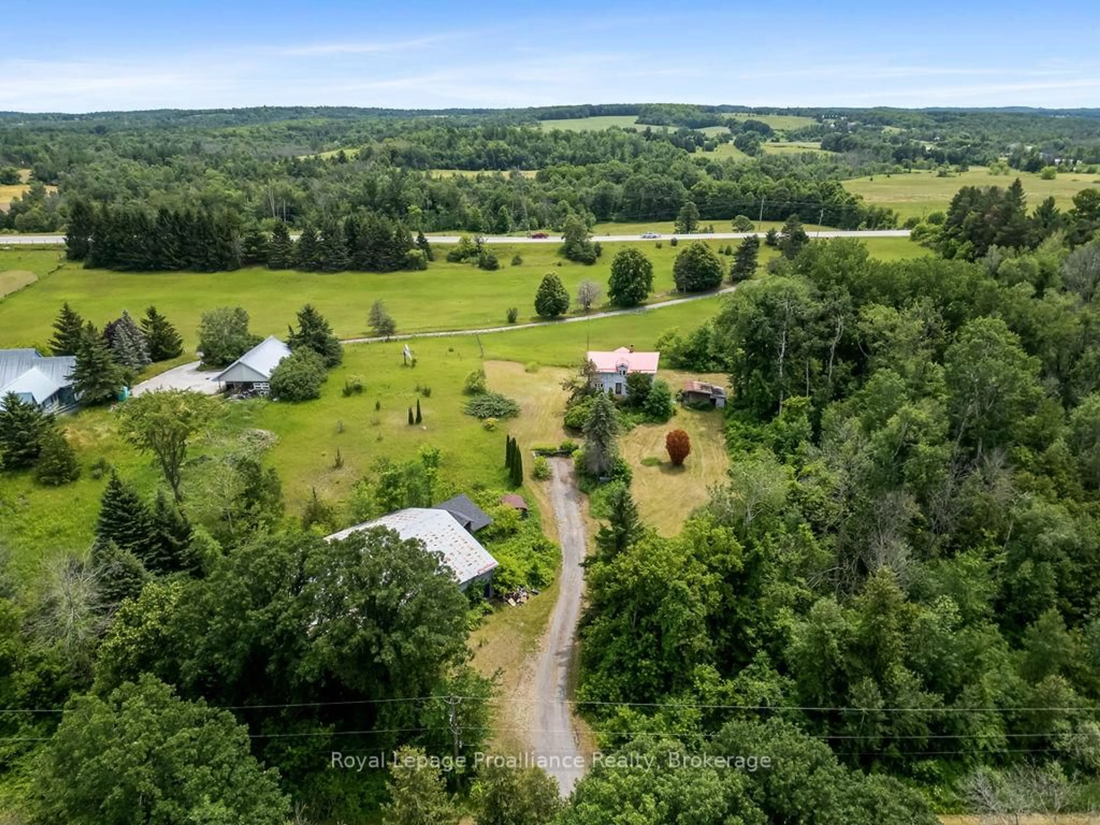 A pic from outside/outdoor area/front of a property/back of a property/a pic from drone, forest/trees view for 93 McGee Rd, Stirling Ontario K0K 3E0