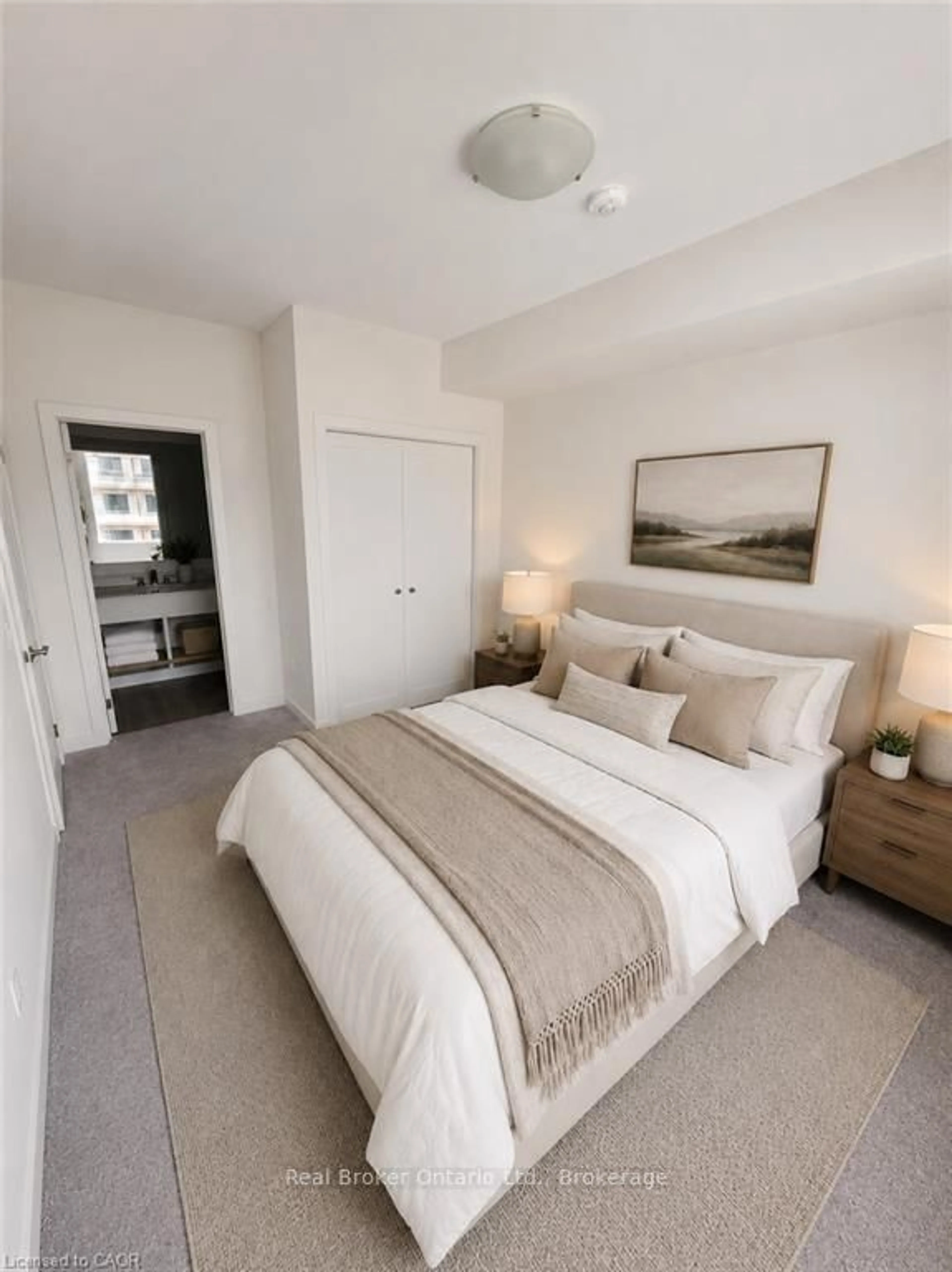 Bedroom with bed, carpet floor for 255 Northfield Dr #505, Waterloo Ontario N2V 2H1