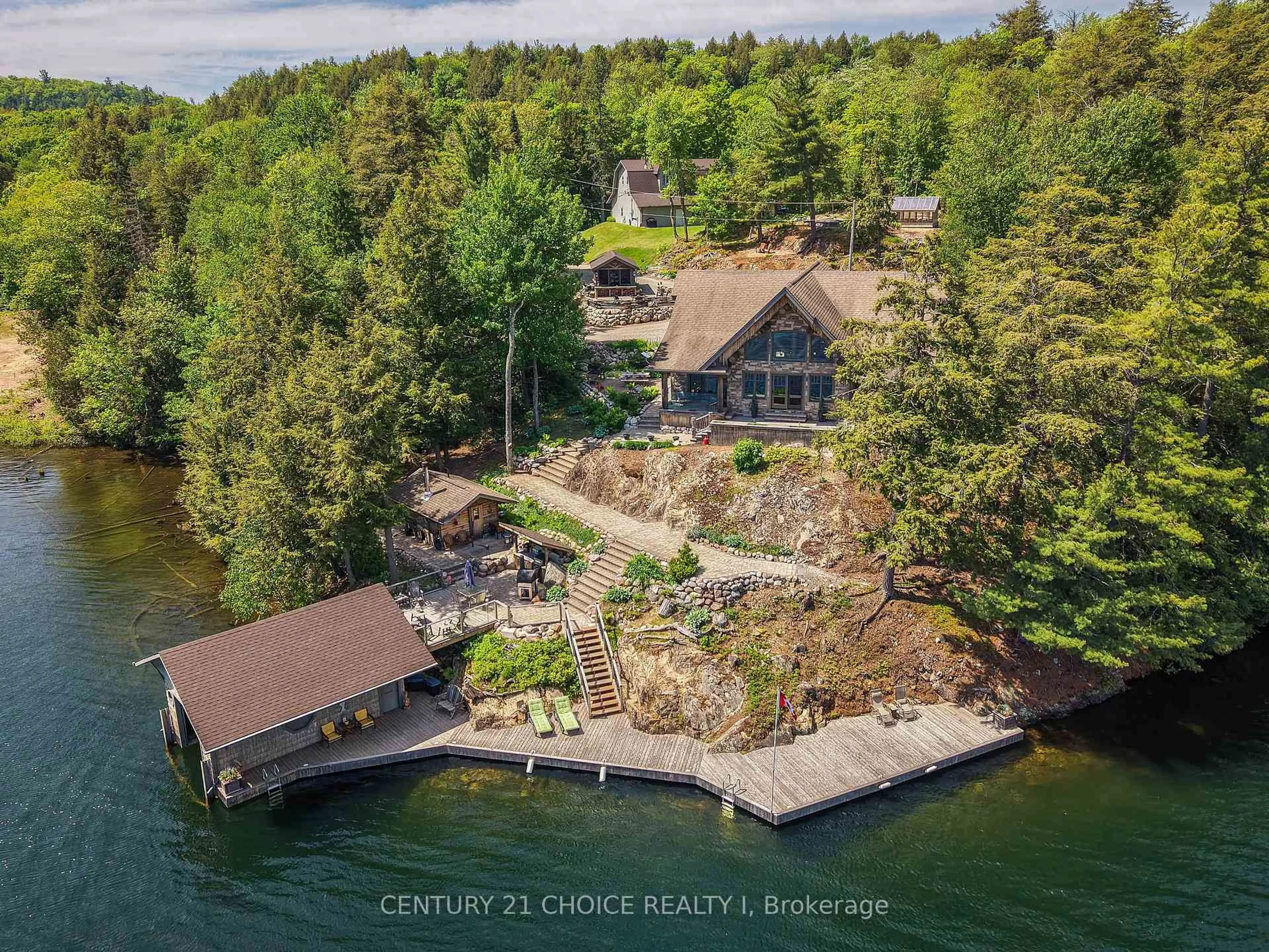 A pic from outside/outdoor area/front of a property/back of a property/a pic from drone, water/lake/river/ocean view for 358 McCarrel Lake Rd, Macdonald, Meredith & Aberdeen Add'l Ontario P0S 1C0