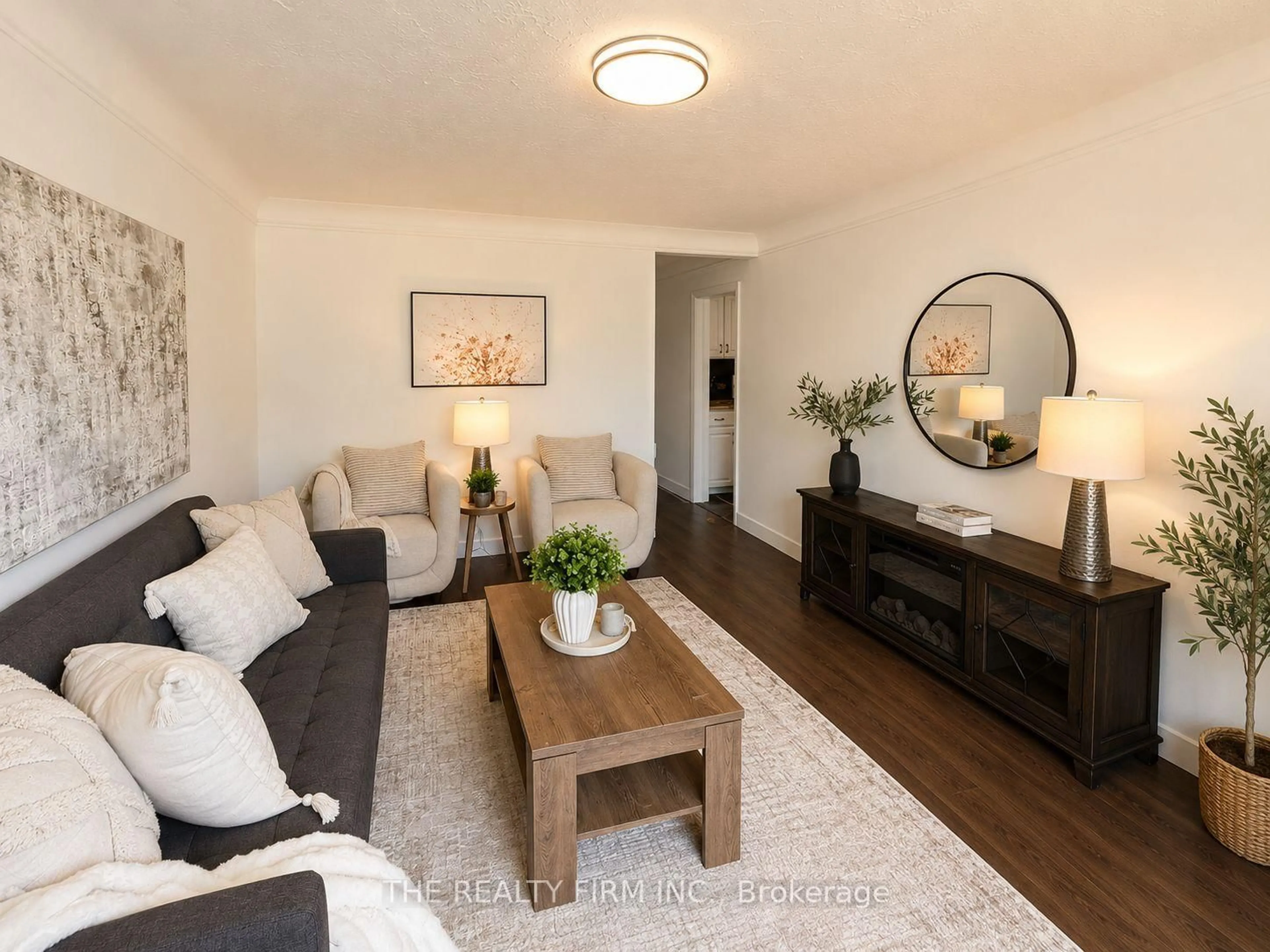 Living room with furniture, wood/laminate floor for 1626 Leonard St, London East Ontario N5W 3G6