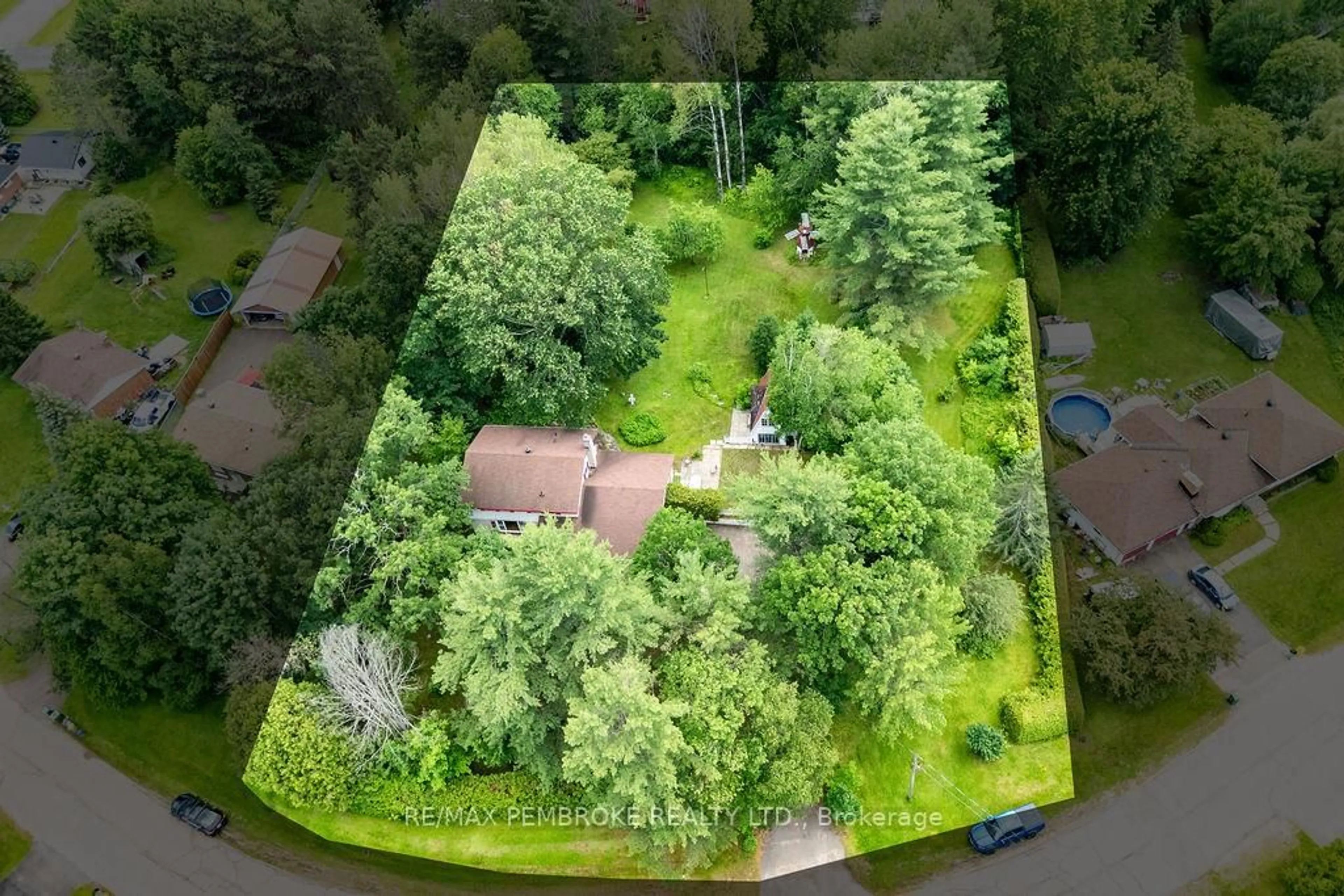 A pic from outside/outdoor area/front of a property/back of a property/a pic from drone, forest/trees view for 775 Pinegrove Cres, Petawawa Ontario K8A 7E3
