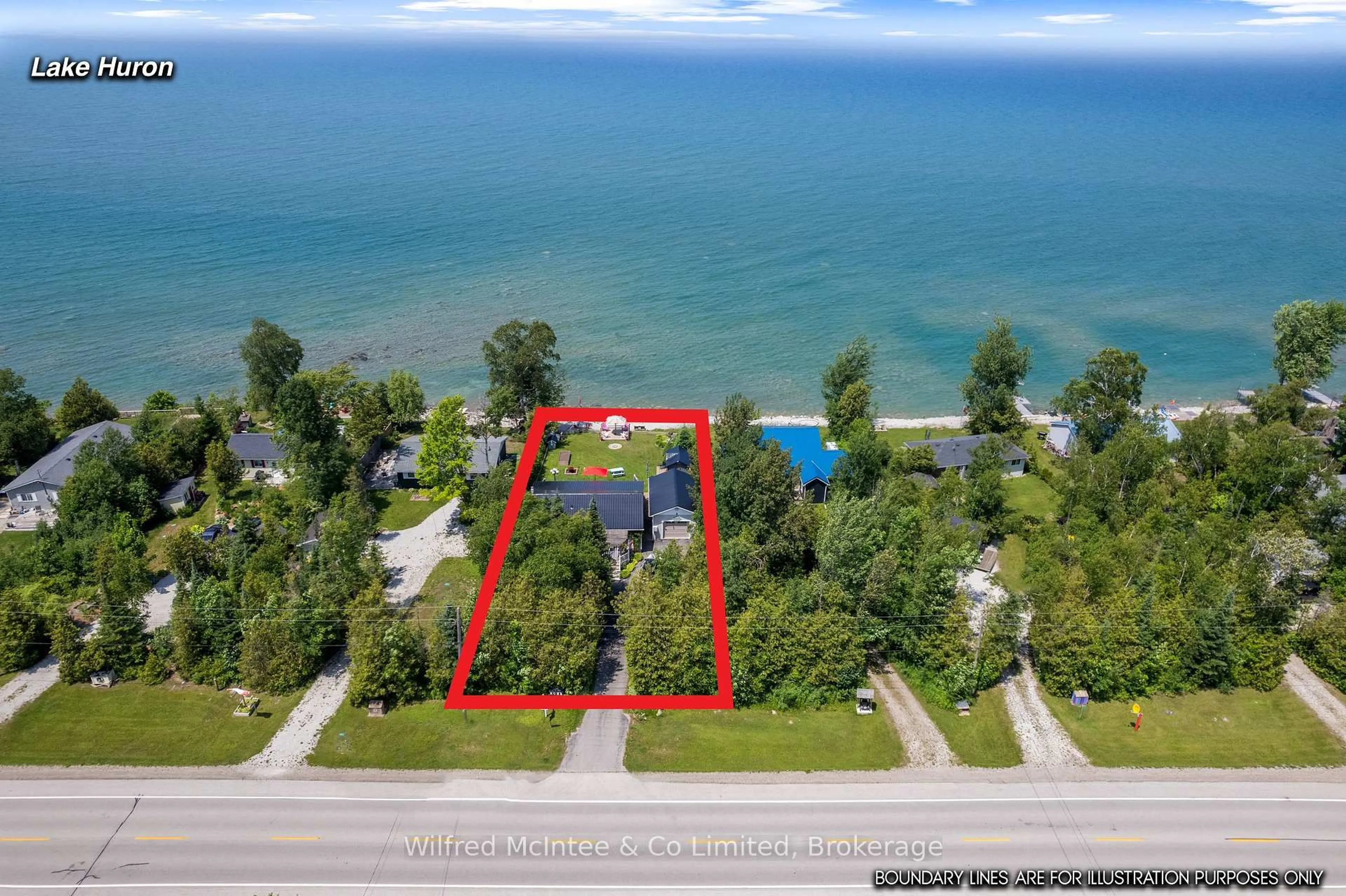 A pic from outside/outdoor area/front of a property/back of a property/a pic from drone, water/lake/river/ocean view for 509 Bruce Road 13, Native Leased Lands Ontario N0H 2L0