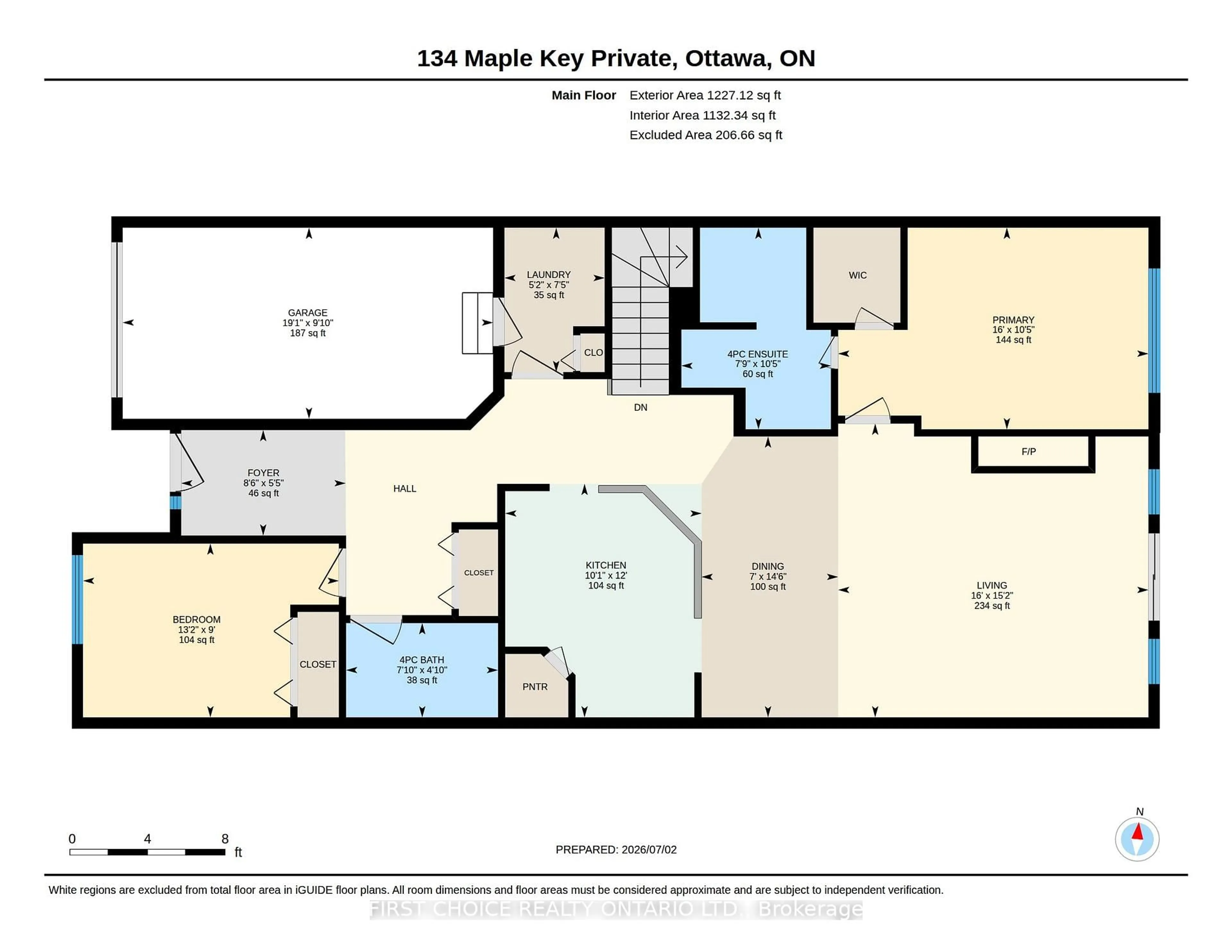 Floor plan for 134 Maple Key Private, Ottawa Ontario K1T 0E2