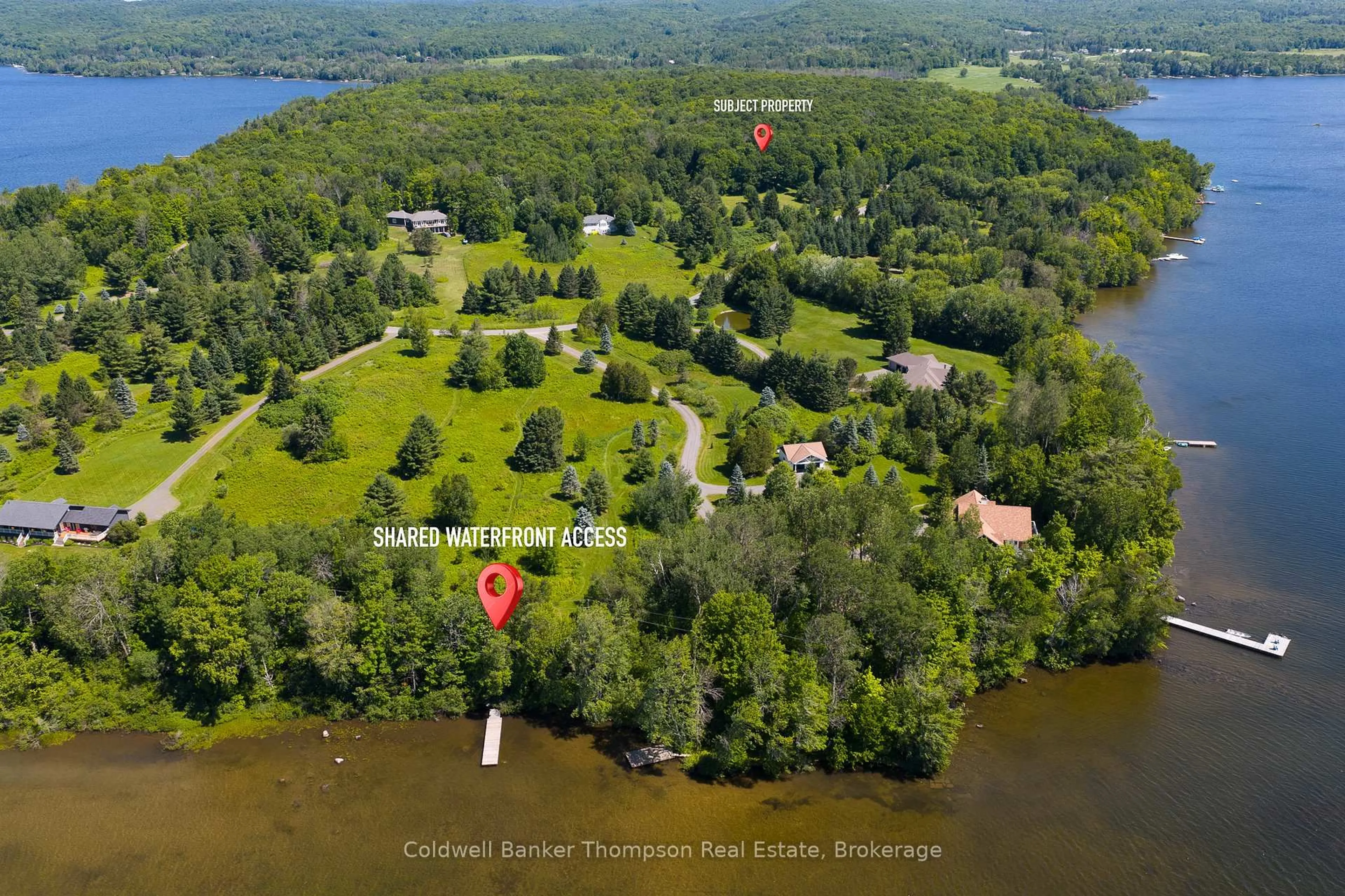 A pic from outside/outdoor area/front of a property/back of a property/a pic from drone, water/lake/river/ocean view for 1259 Golf Course Rd, Lake of Bays Ontario P1H 2J6