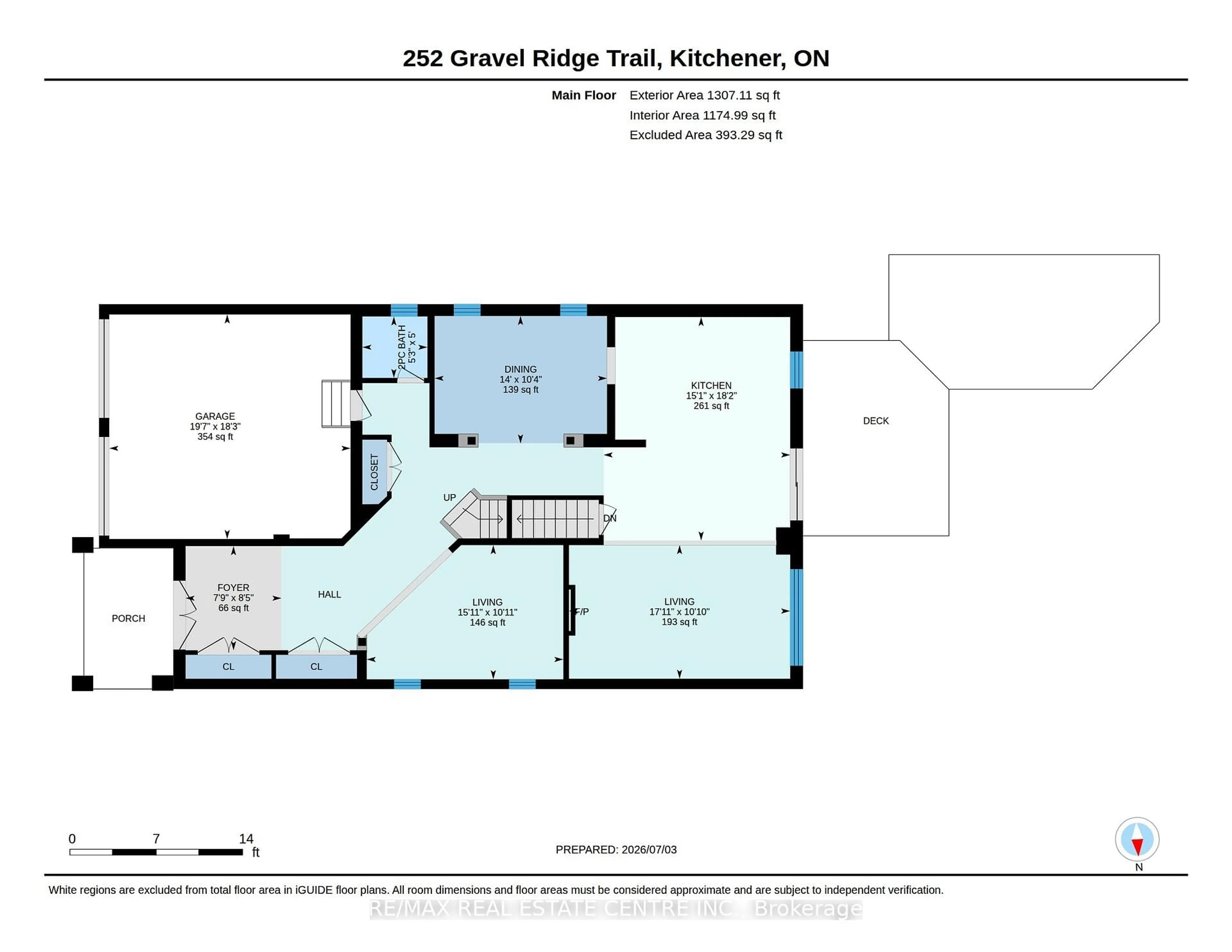 Floor plan for 252 Gravel Ridge Tr, Kitchener Ontario N2E 0C5