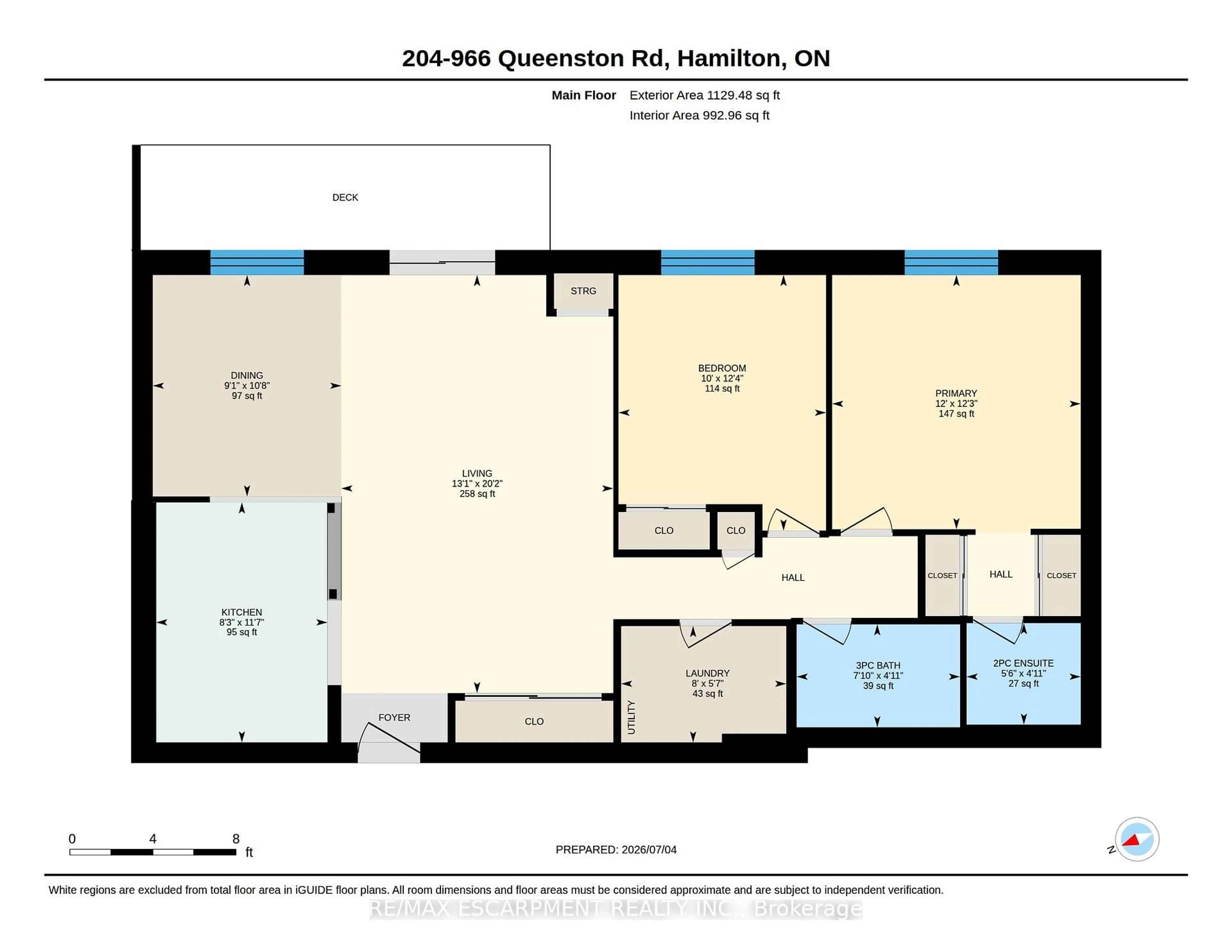 Floor plan for 966 Queenston Rd #204, Hamilton Ontario L8G 1B7