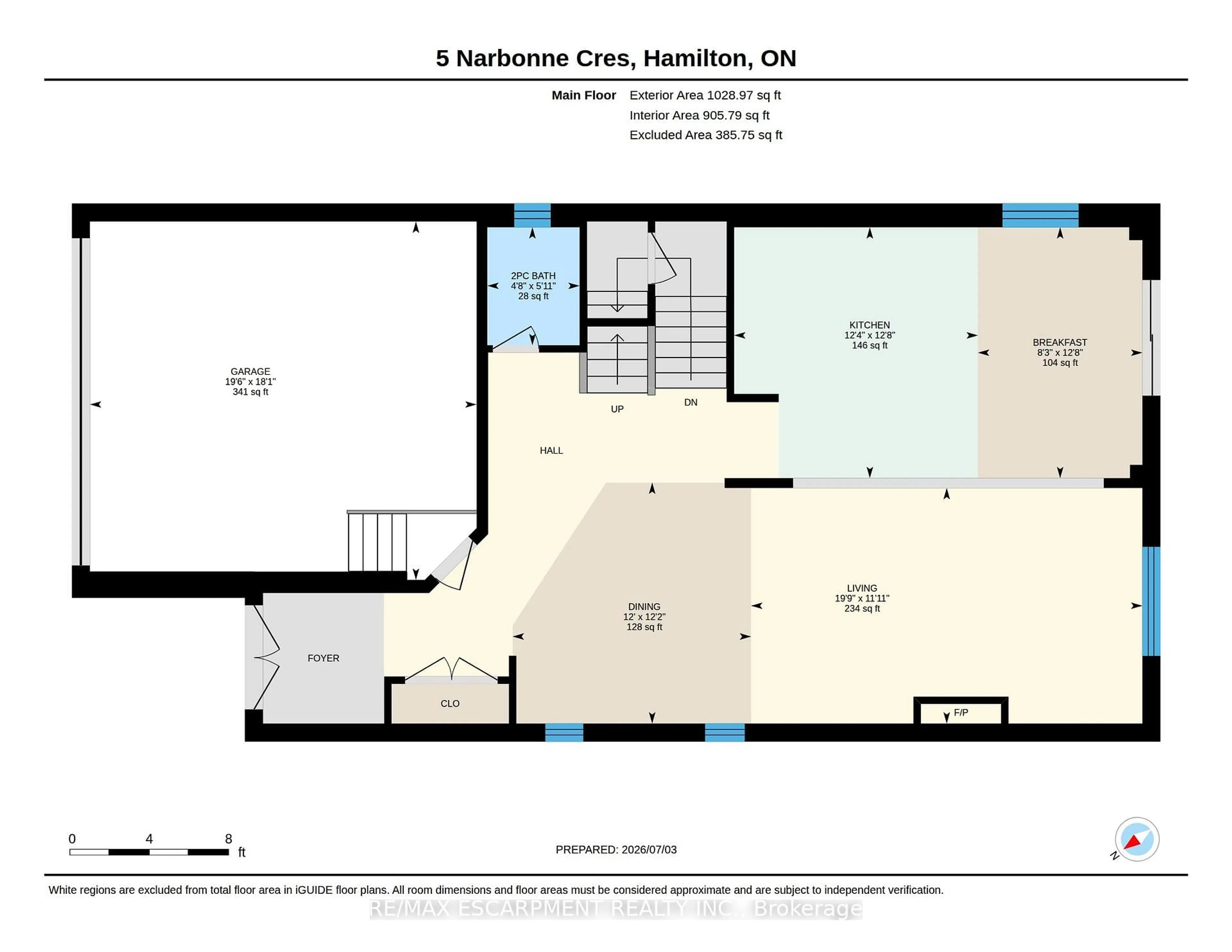 Floor plan for 5 Narbonne Cres, Hamilton Ontario L8G 0J8