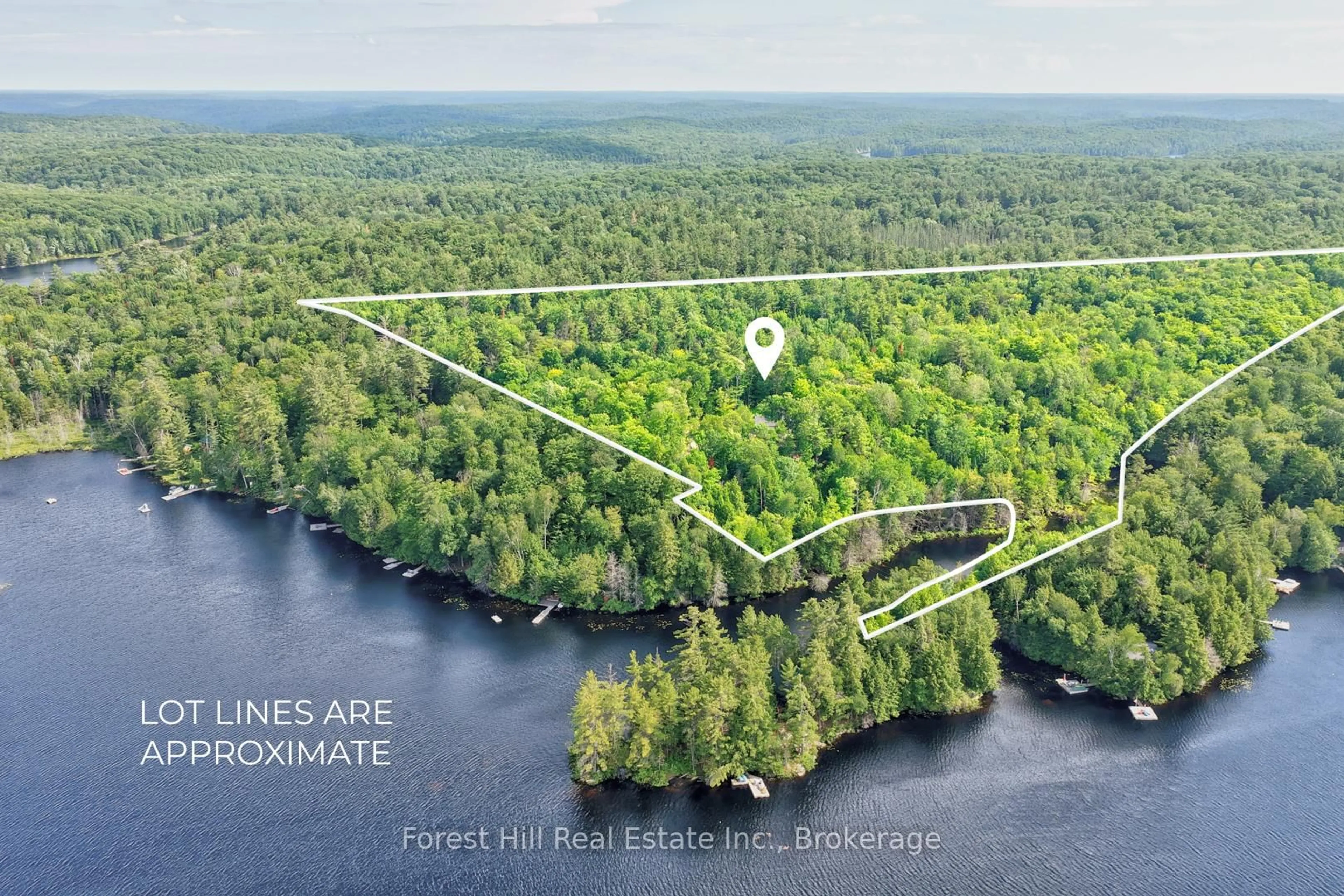 A pic from outside/outdoor area/front of a property/back of a property/a pic from drone, water/lake/river/ocean view for 1065 Pine Lane, Lake of Bays Ontario P0A 1B0