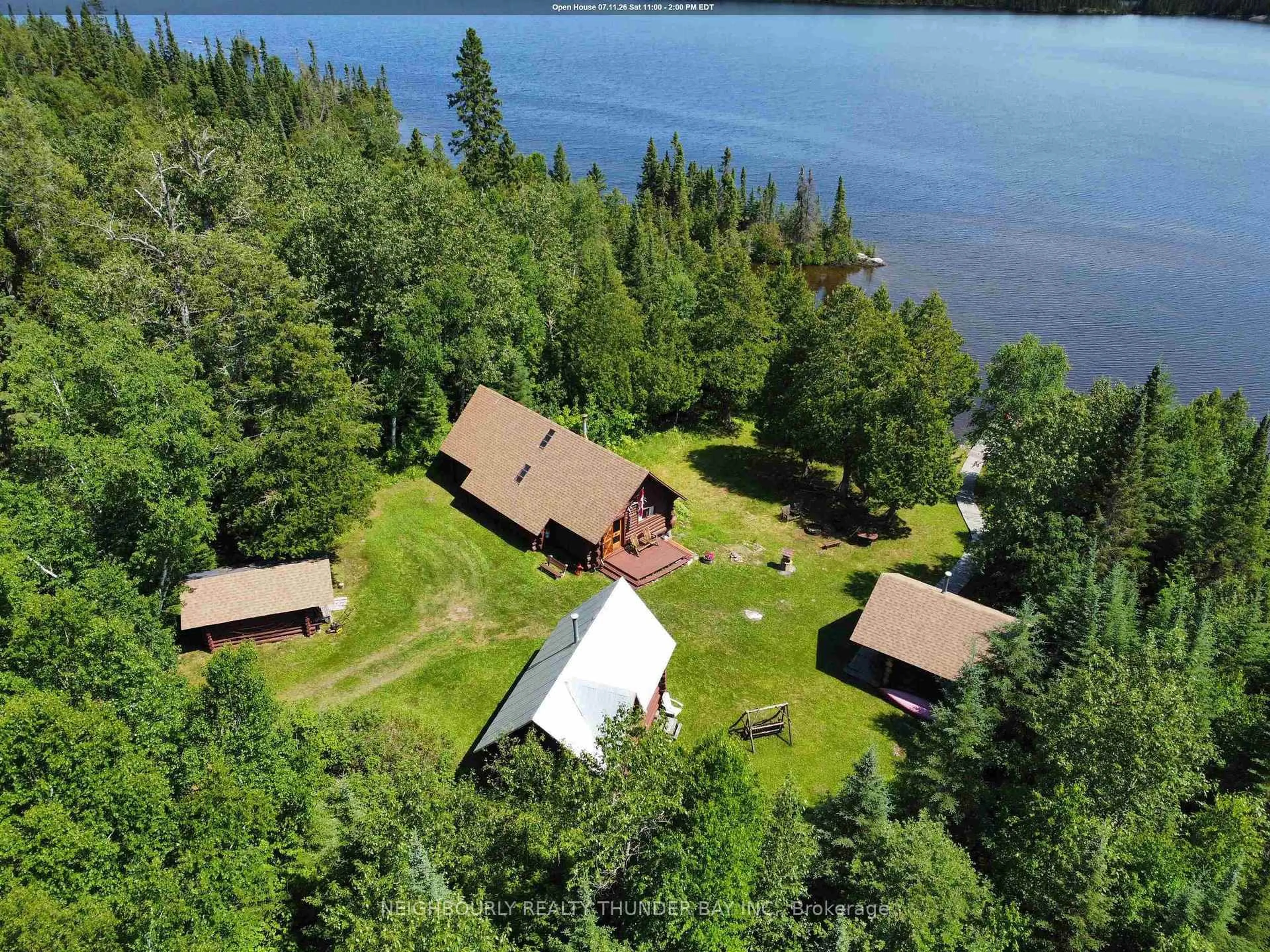 A pic from outside/outdoor area/front of a property/back of a property/a pic from drone, water/lake/river/ocean view for PCL 15643 DeCourcey, Thunder Bay Remote Area Ontario P0T 0C0