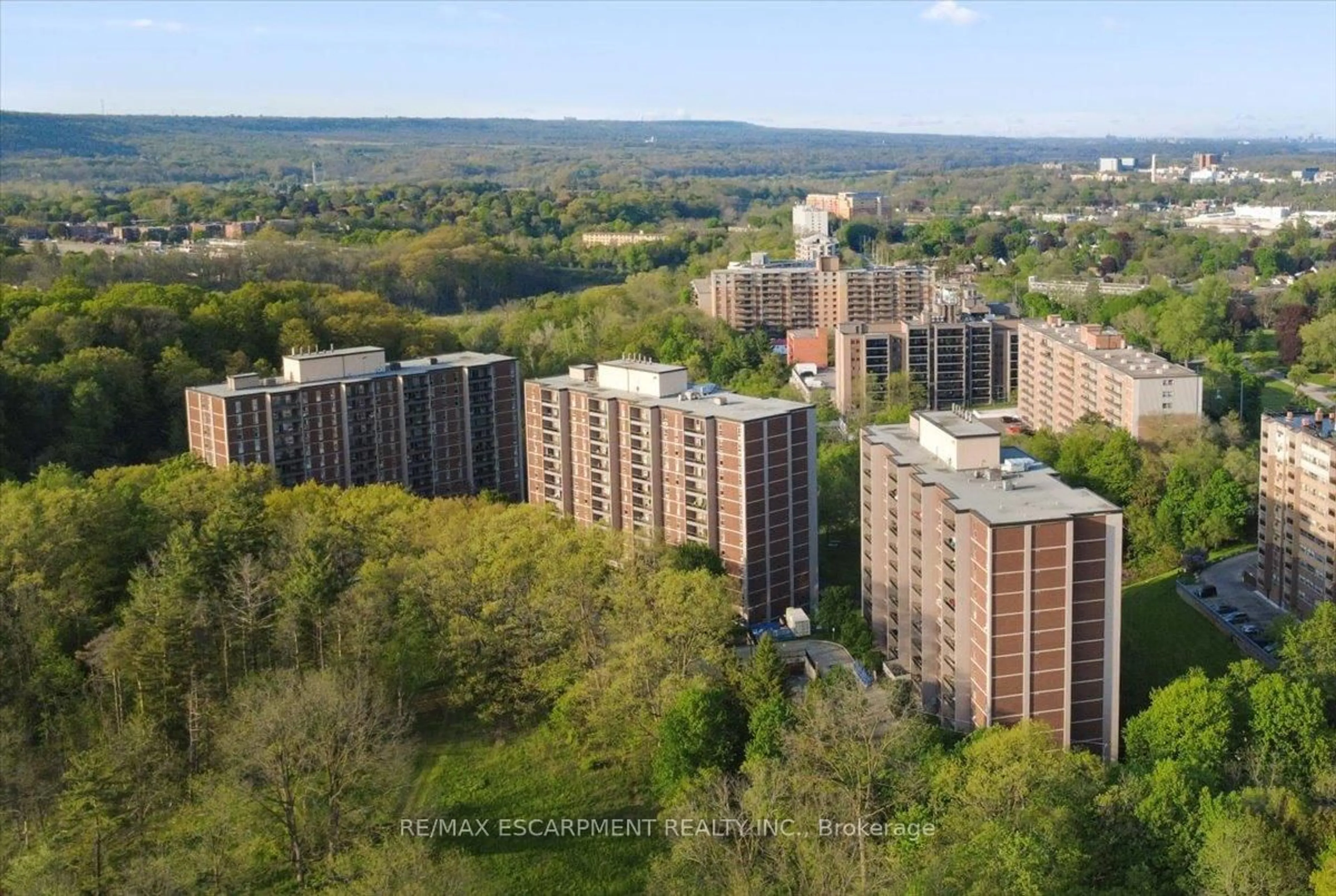A pic from outside/outdoor area/front of a property/back of a property/a pic from drone, city buildings view from balcony for 1966 Main St #801, Hamilton Ontario L8S 1J6