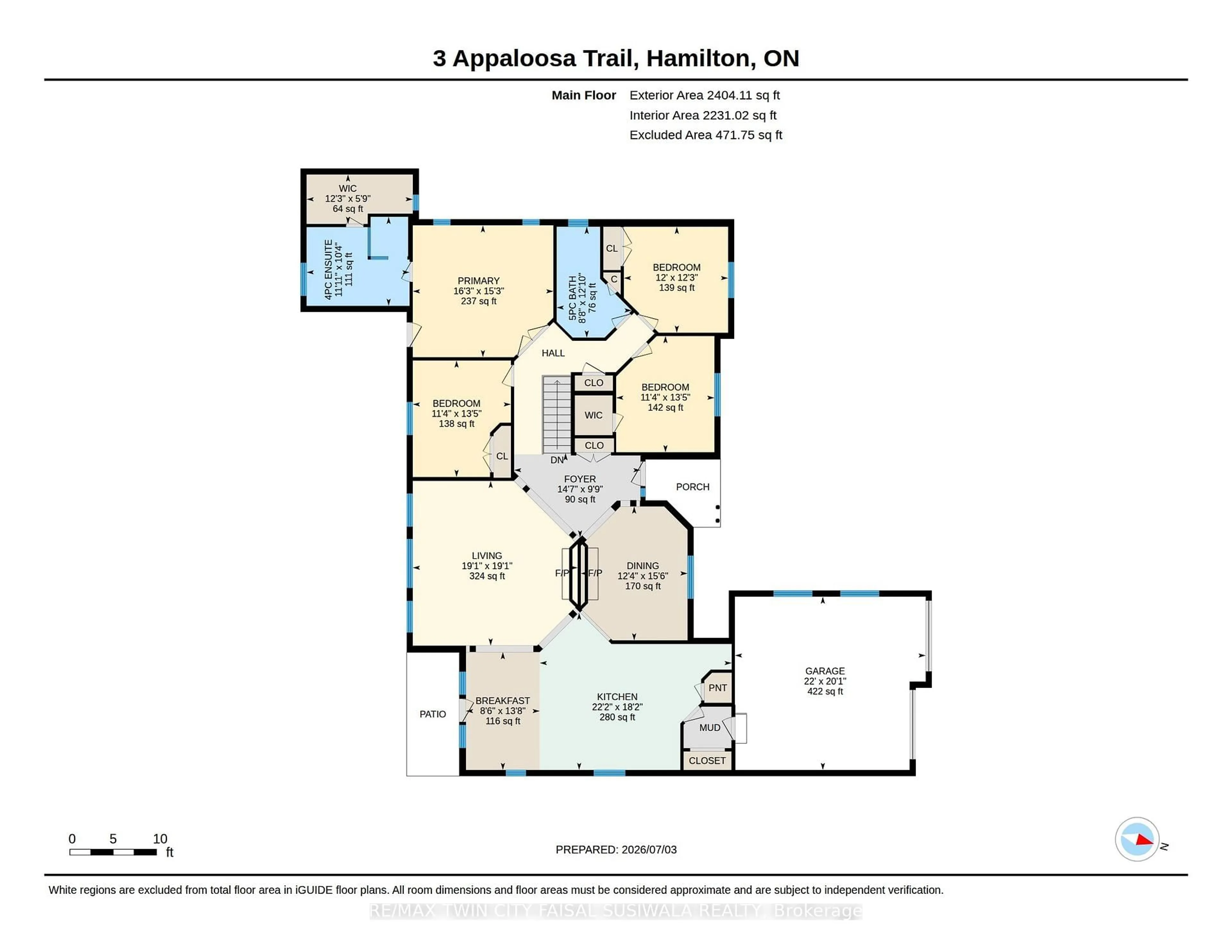 Floor plan for 3 Appaloosa Tr, Hamilton Ontario L0R 1H3