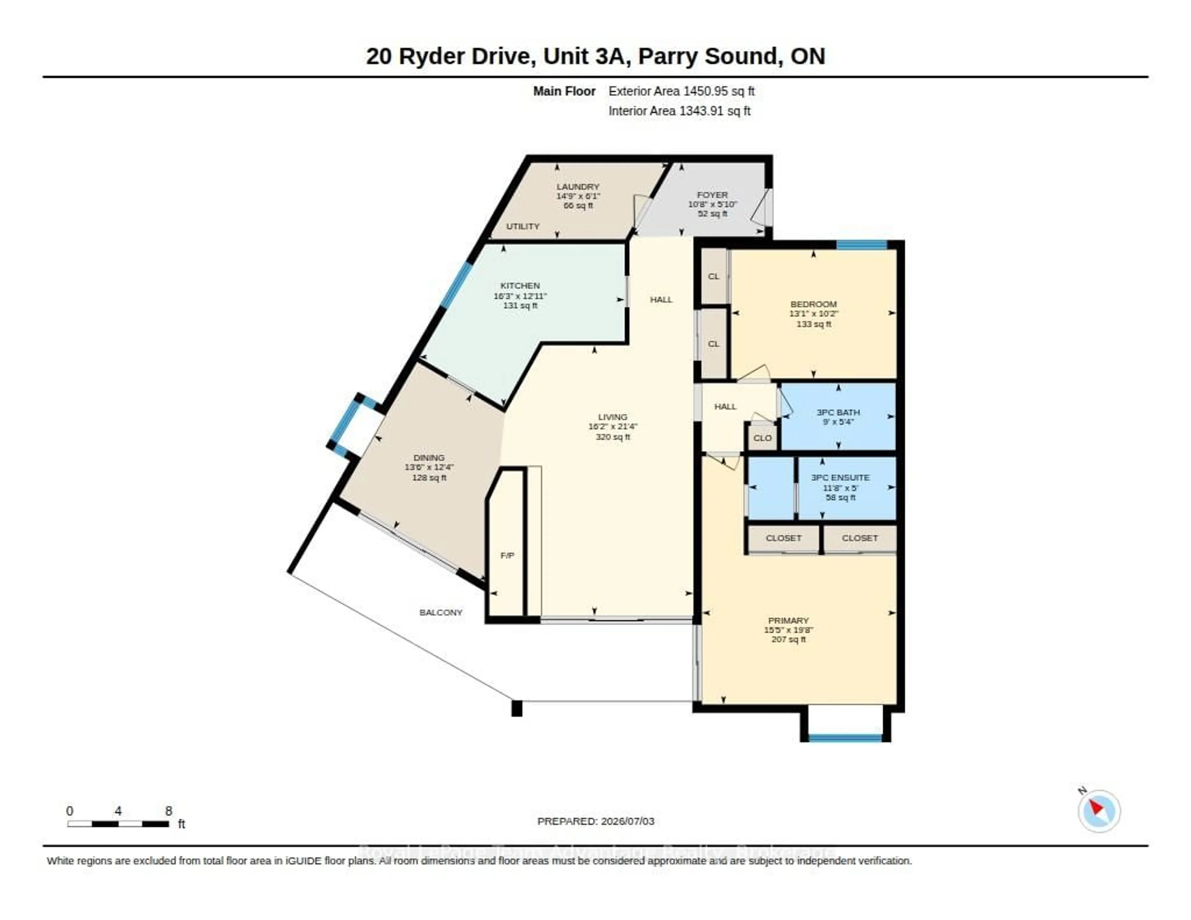 Floor plan for 20 Ryder Dr #3A, McDougall Ontario P2A 2W9