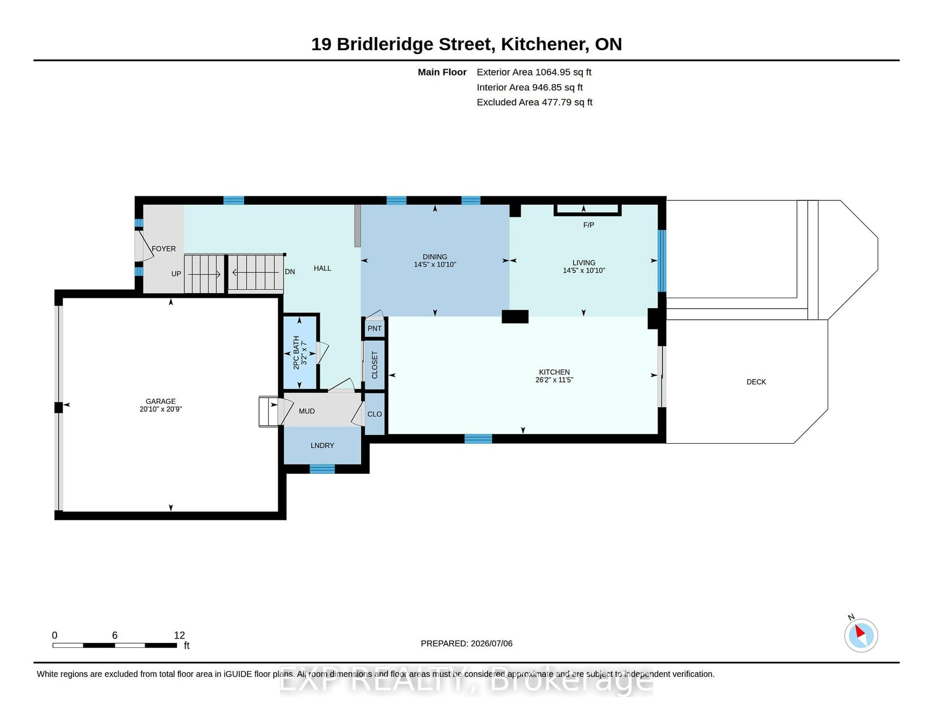 Floor plan for 19 Bridleridge St, Kitchener Ontario N2P 2T9