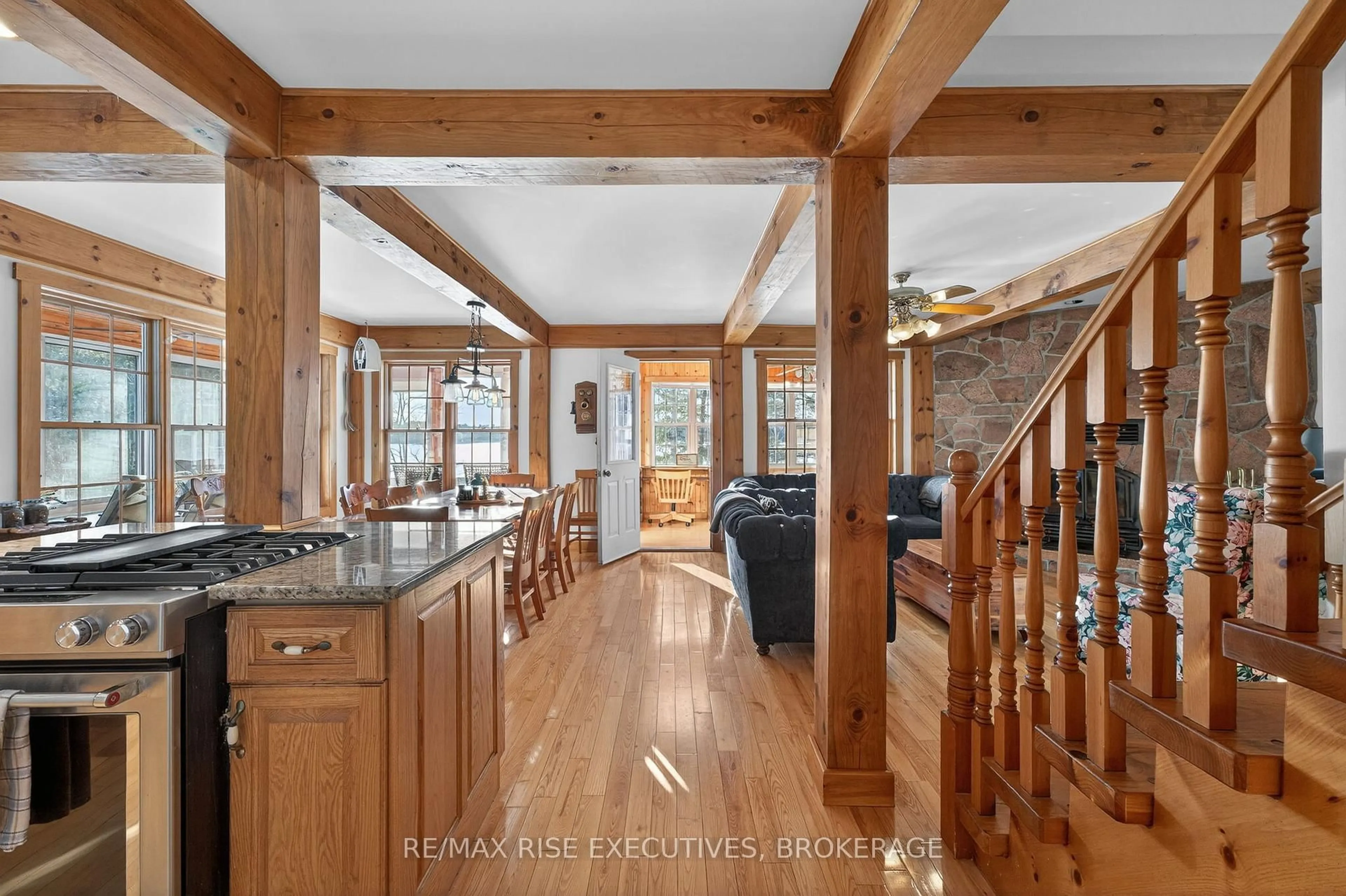Open concept kitchen, wood/laminate floor for 1093B Two Loon Lane, Sharbot Lake Ontario K0H 2P0