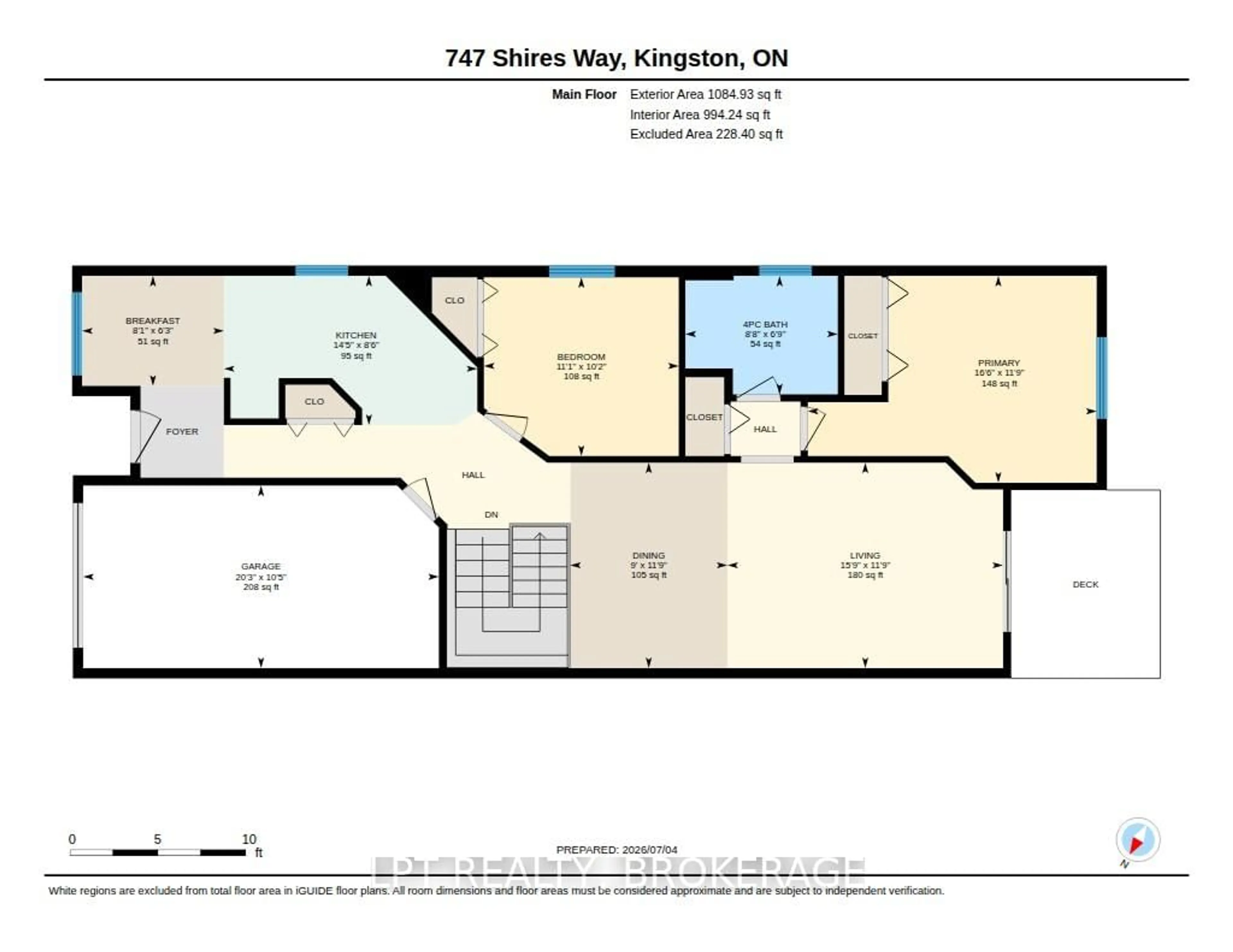 Floor plan for 747 Shires Way, Kingston Ontario K7M 8X9