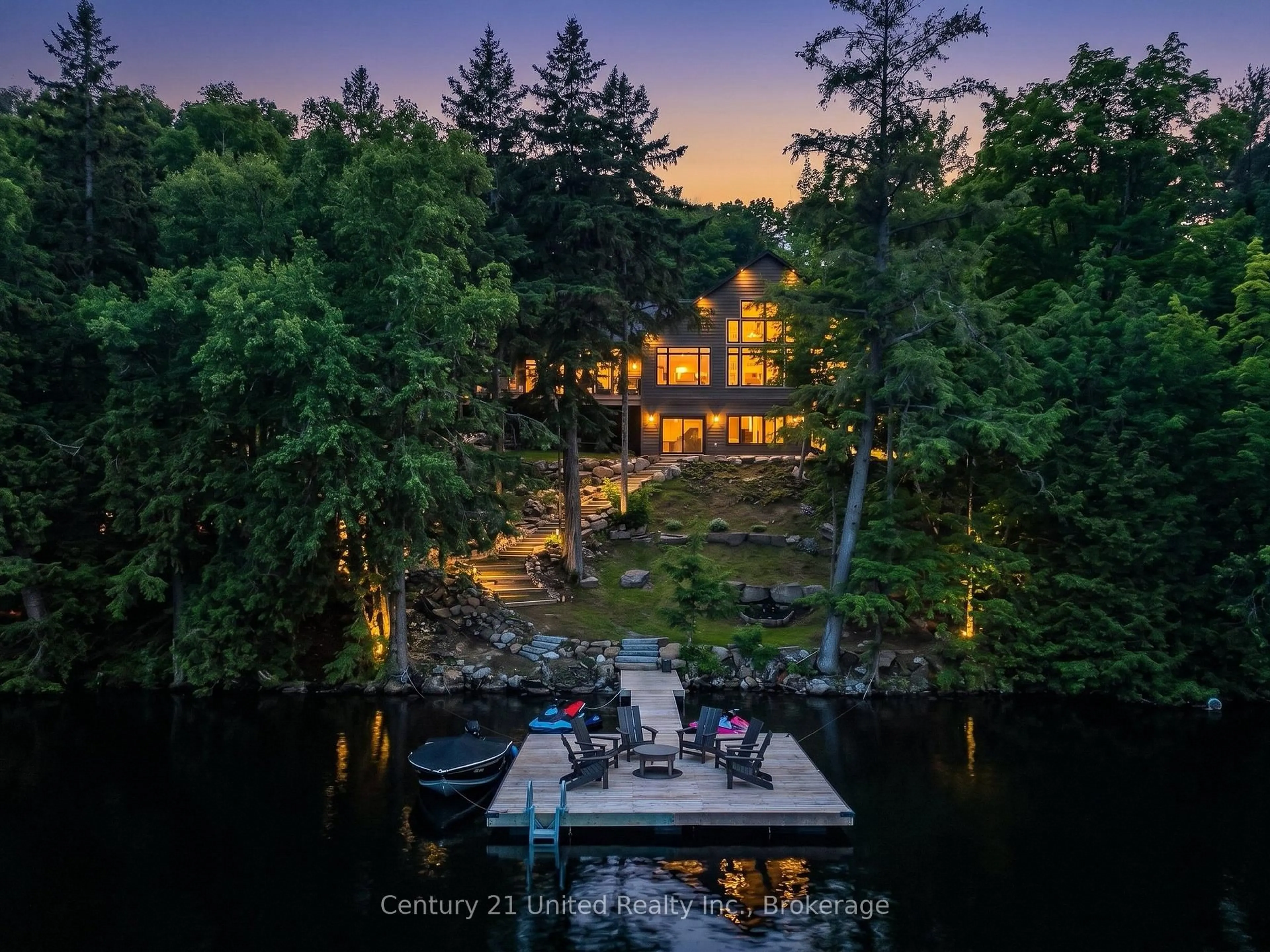 A pic from outside/outdoor area/front of a property/back of a property/a pic from drone, water/lake/river/ocean view for 1106 Lucky Copper Tr, Highlands East Ontario K0M 2A1