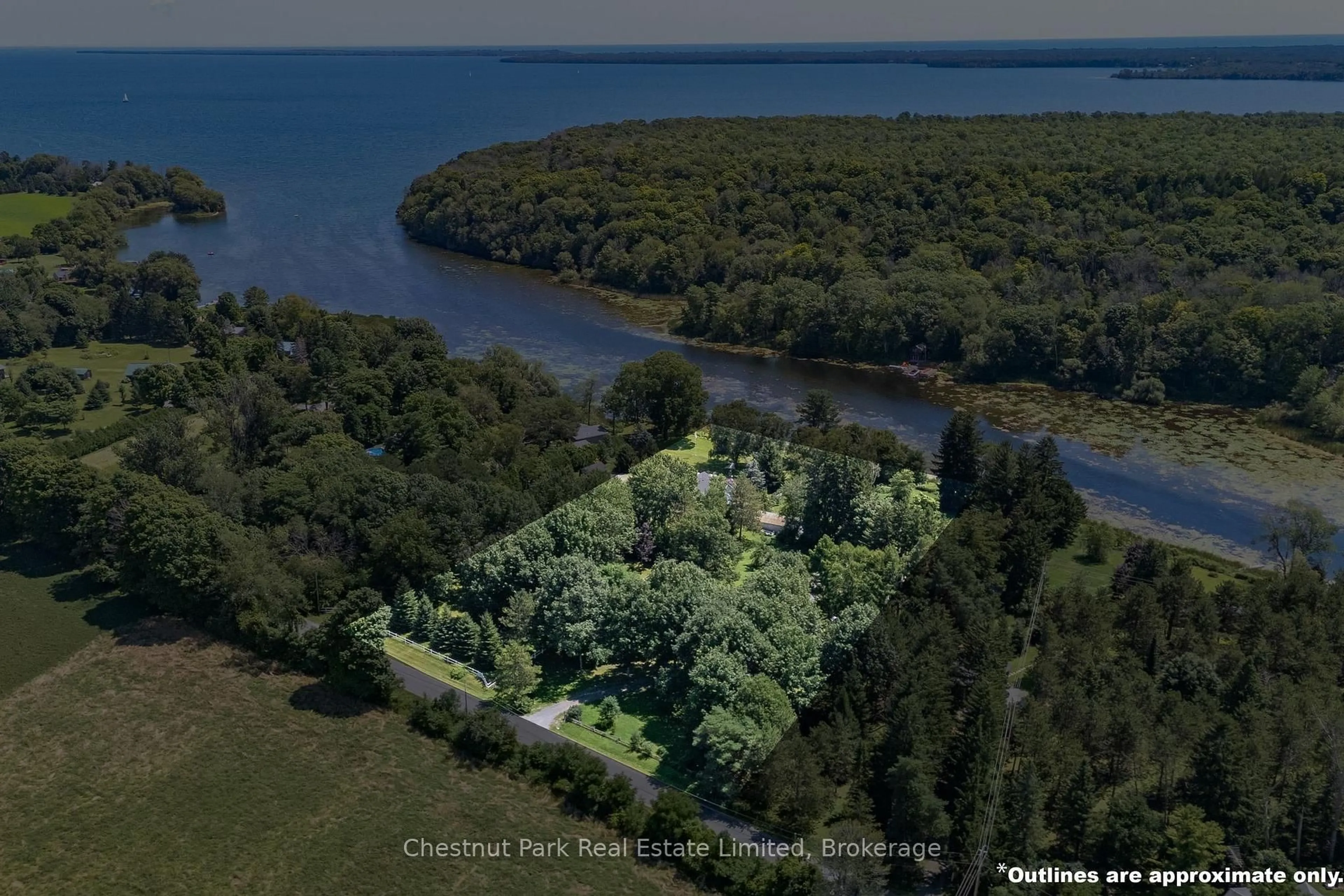 A pic from outside/outdoor area/front of a property/back of a property/a pic from drone, water/lake/river/ocean view for 42 Morrison Point Rd, Prince Edward County Ontario K0K 2T0